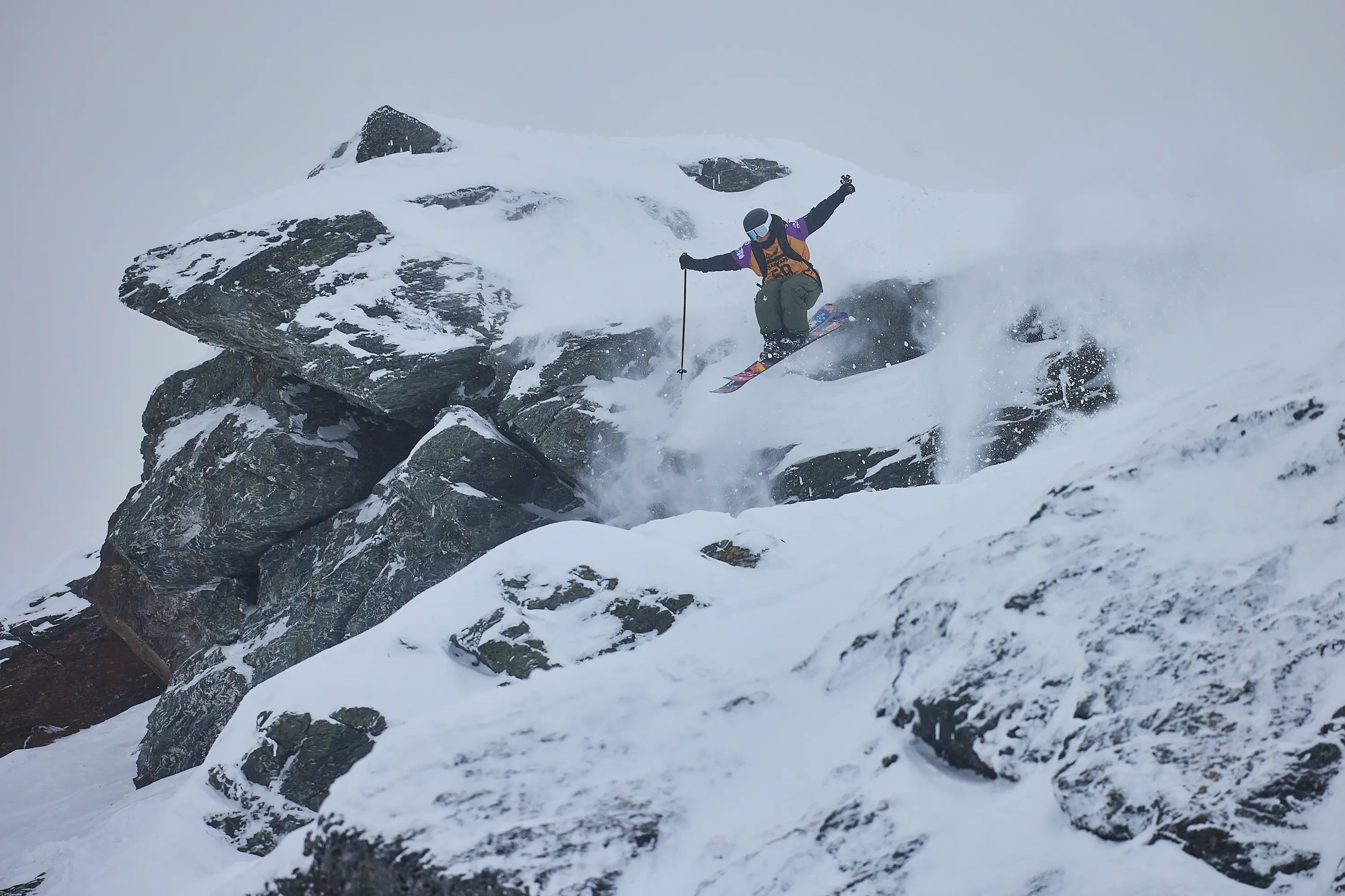 Winning ways: German freeskier Mika Rolshoven\\'s pictured on his way to winning The North Face Frontier 4-star Freeride World Tour Qualifier at The Remarkables on Tuesday. Photo: Neil Kerr