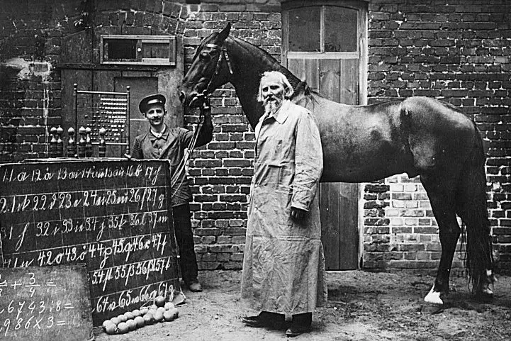 Clever Hans and his tutor Wilhelm von Osten, who was convinced animals possessed an intelligence equal to humans. Photo: Wikimedia Commons