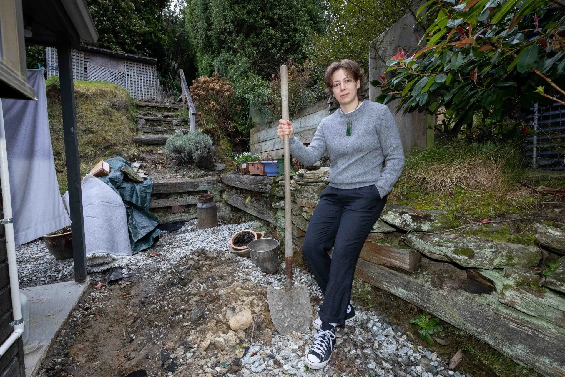 Arawata Tce resident Kiki Clarke-Liechti\\'s family was one of nine households evacuated from Fernhill on Thursday night due to a flash flood. Photo: James Allan Photography
