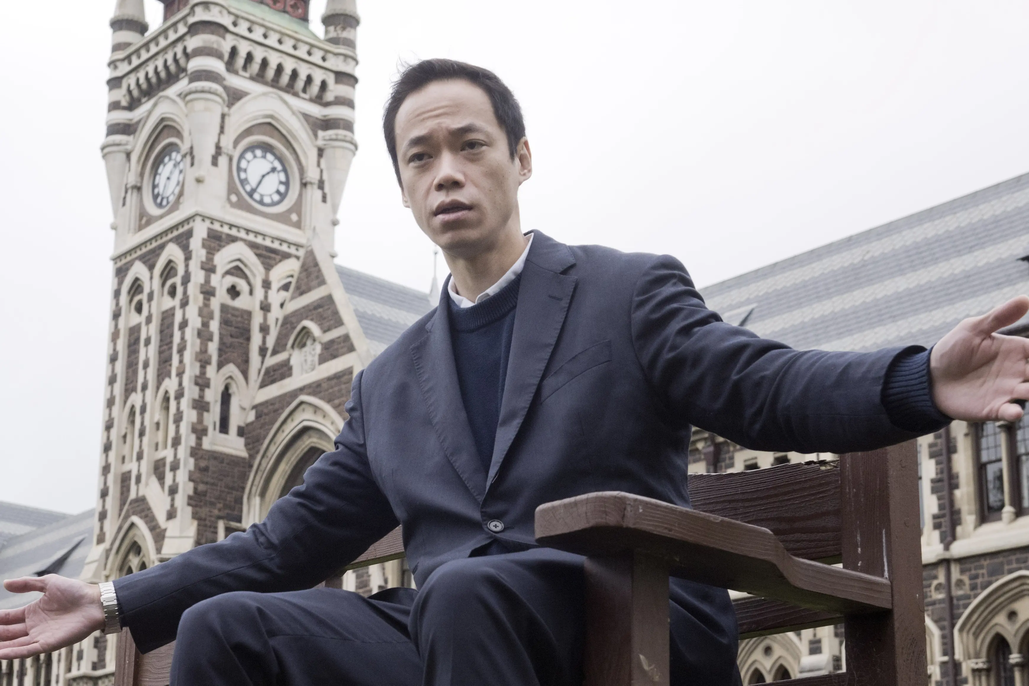 Dunedin city councillor Benedict Ong enjoys the environs of the University of Otago campus. Photo: Gerard O\\'Brien