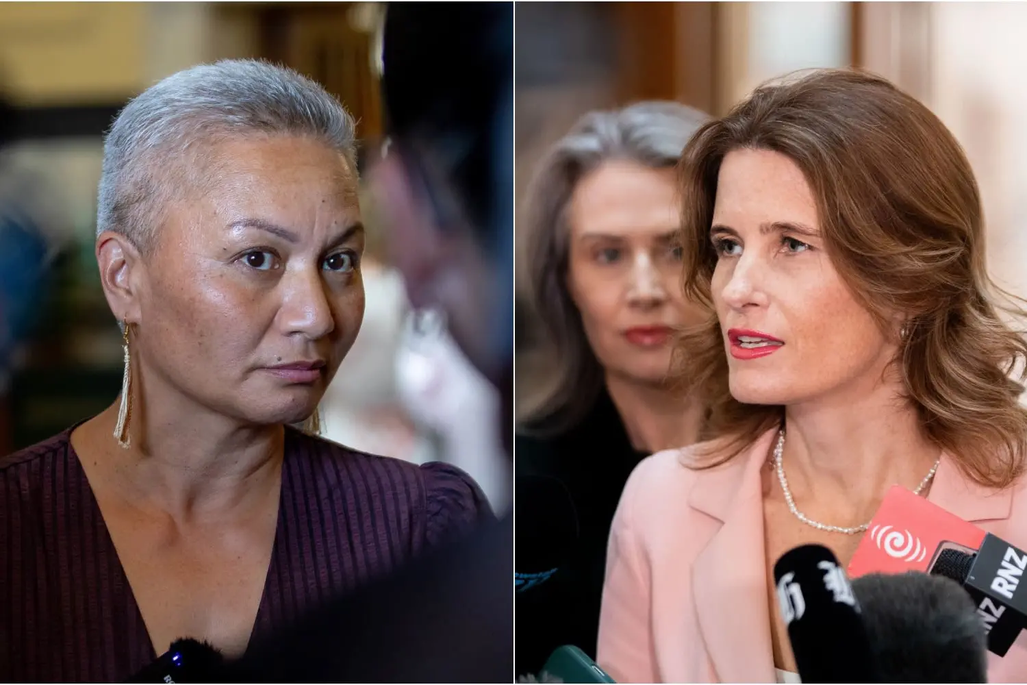 Green Party co-leader Marama Davidson and National Party deputy leader Nicola Willis. Photos: RNZ