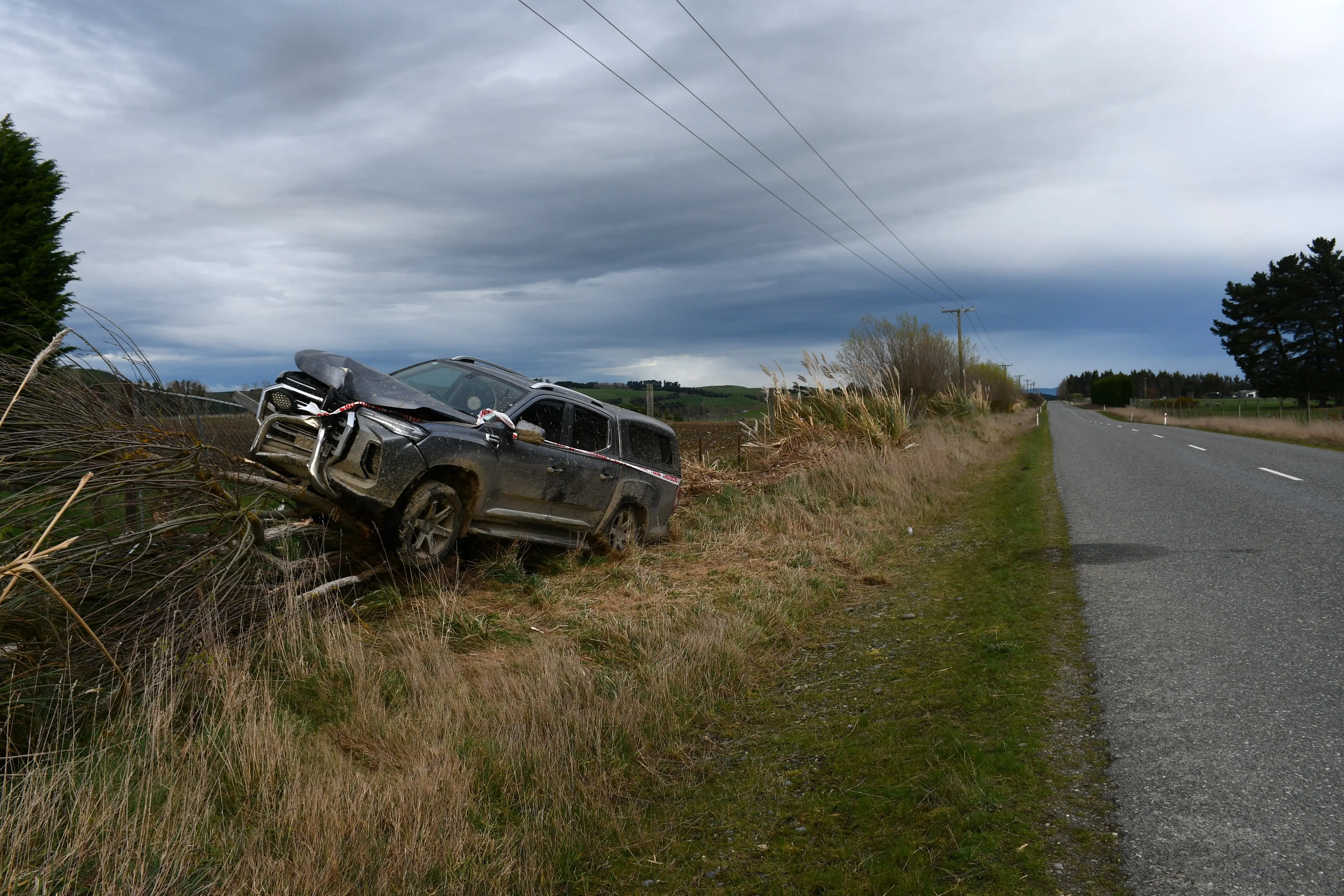 One person was seriously hurt after a vehicle struck a tree in Otama Rd, near Gore on Wednesday. Photo: Gemma Sinclair