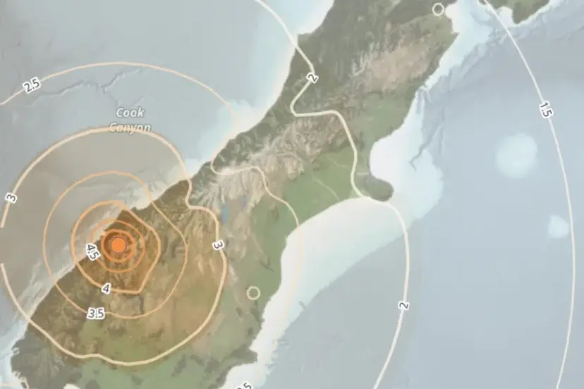 A map showing the epicentre of the quakes near Milford Sound. Image: GeoNet