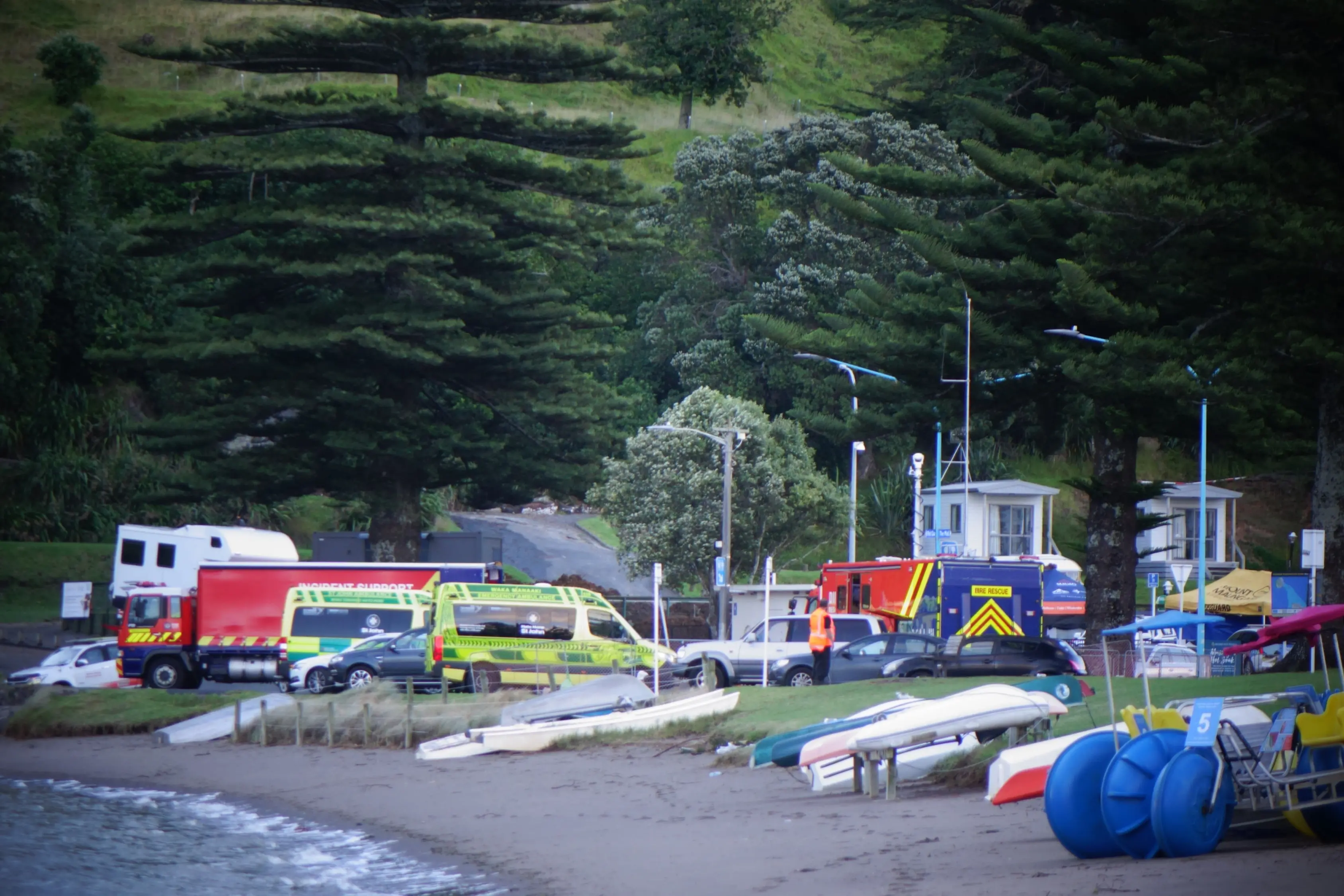 Mount Maunganui Holiday Park on Thursday evening after a devastating slip hit campervans and a shower block.