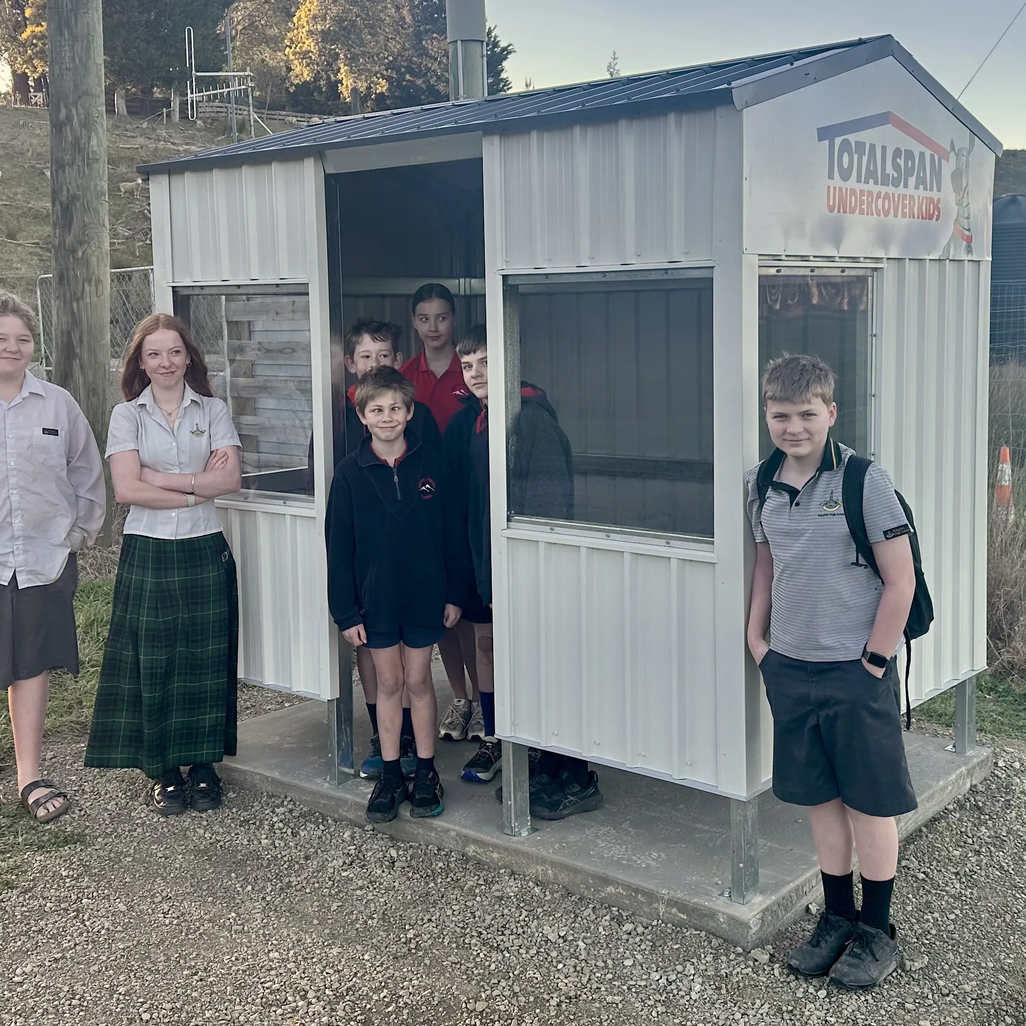 Bus shelter providing shelter from the elements for North Loburn bus pupils