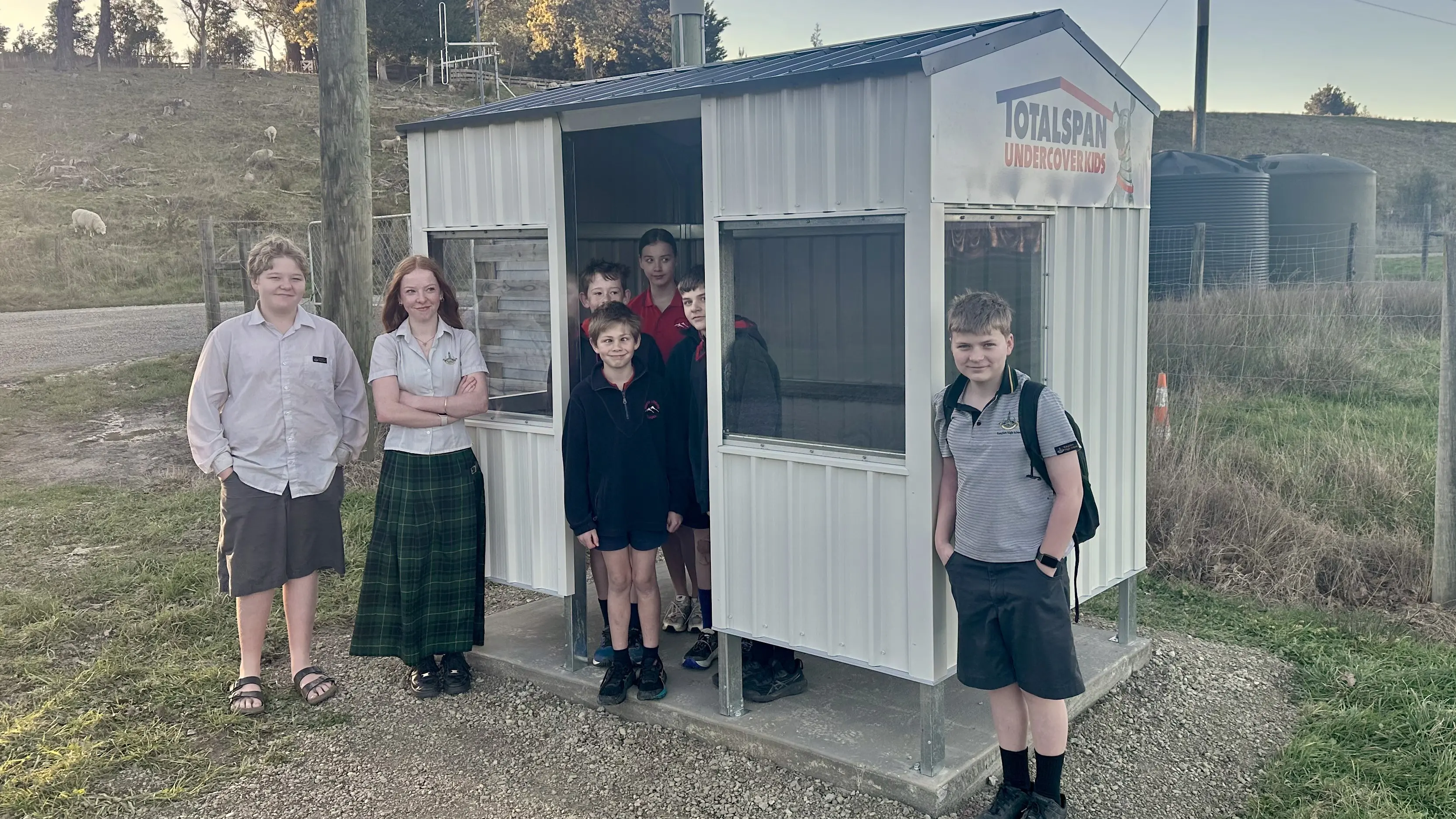 Bus shelter providing shelter from the elements for North Loburn bus pupils