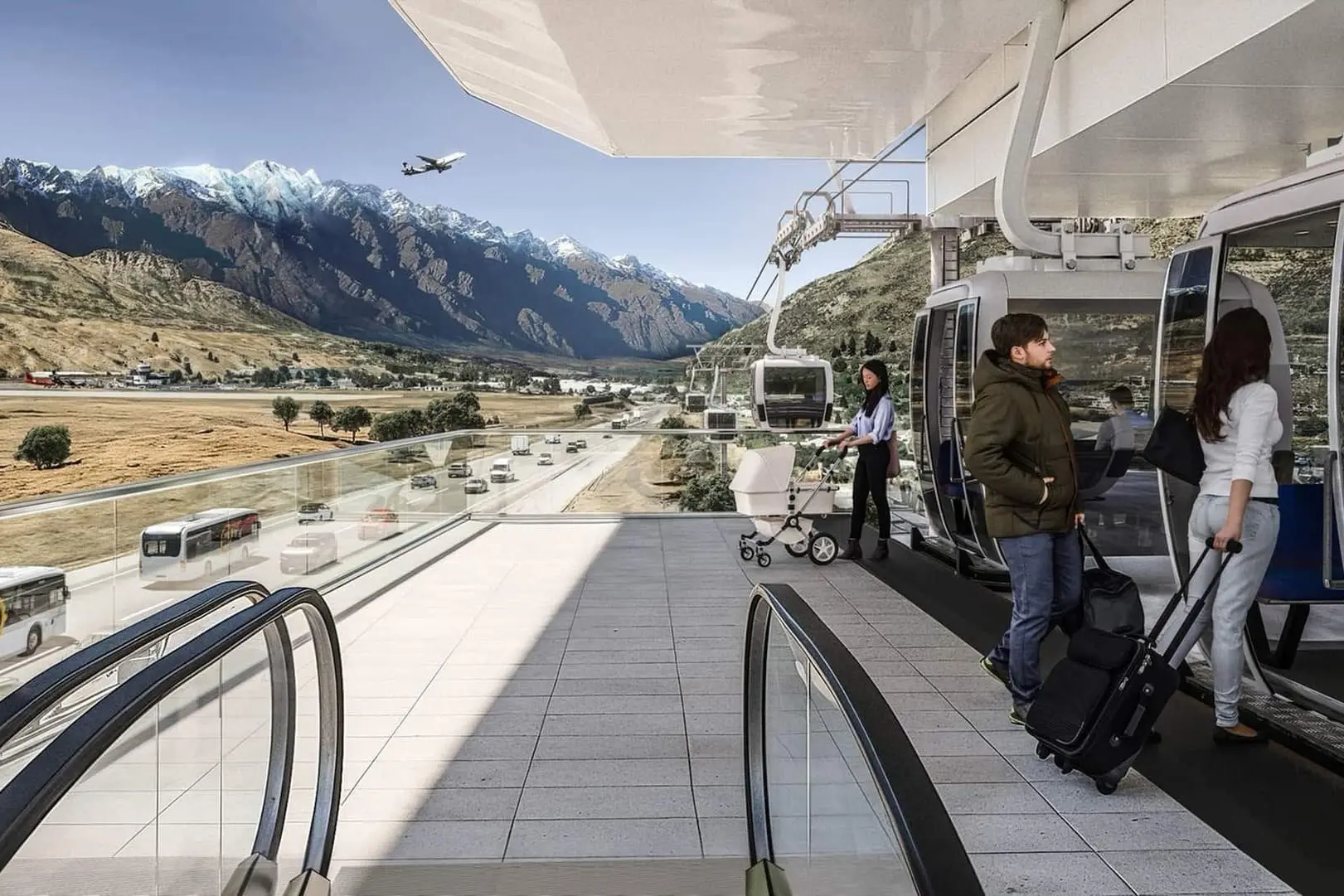A render of a Queenstown Cable Car station in Frankton. Graphic: Southern Infrastructure