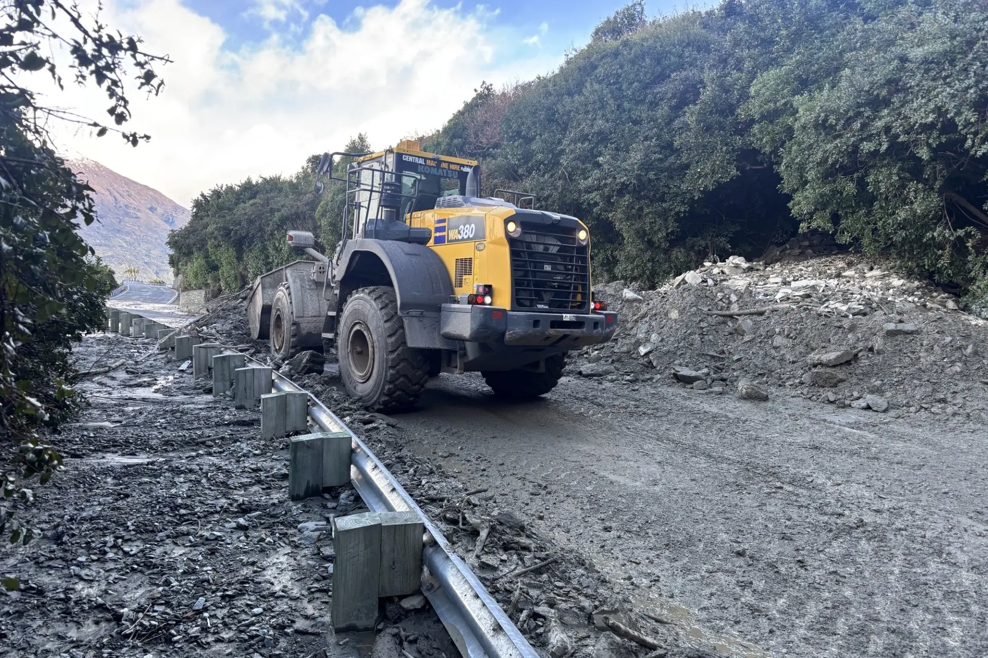 Roading crews have worked long hours this week to clear about 30 slips, repair damage and monitor for risks of any further slips on State Highway 6. Photo: NZTA