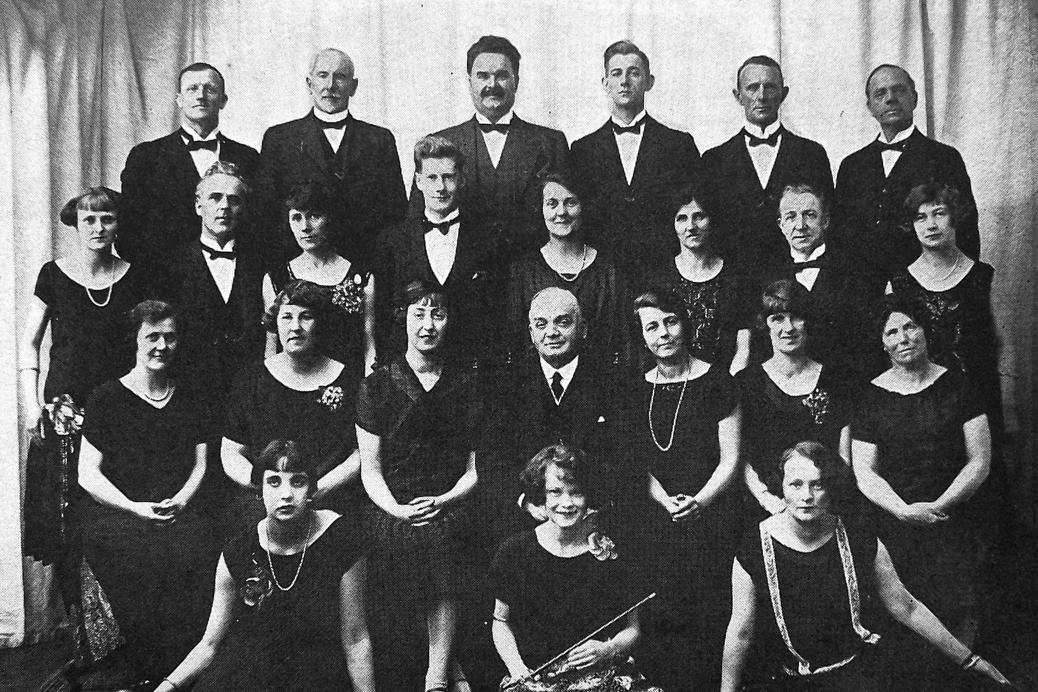A&T Burt\\'s choir in the firms\\' choir contest, Dunedin Competitions Society annual festival. Photo: <i>Otago Witness</i>, issue 3790, November 2 1926, page 43