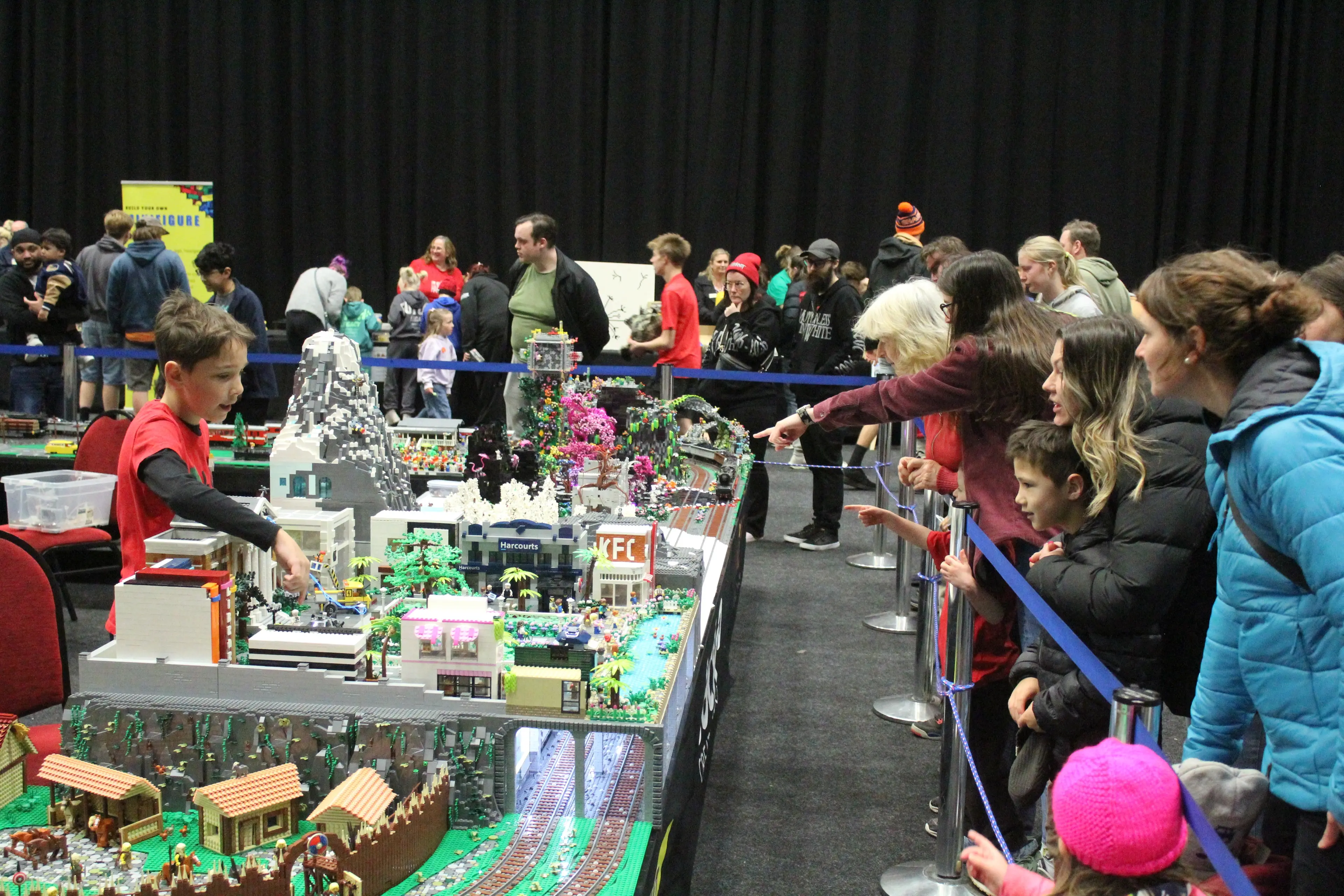 A large variety of Lego builds attract the fascination of attendees at Southland Brickshow on Saturday. Photo: Tayler Mutton