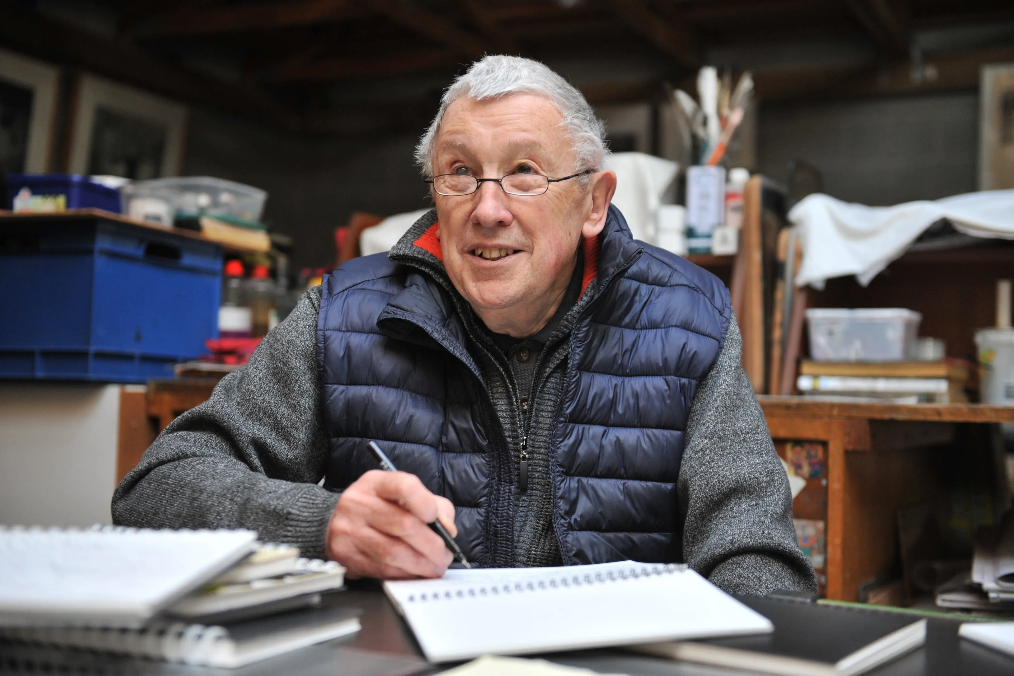 Dunedin printmaker Barry Cleavin, pictured in his Portobello studio in 2018, has died, aged 86. Photo: Gregor Richardson
