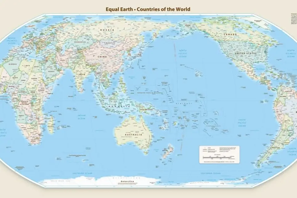 The Equal Earth projection more accurately reflects countries\\' relative sizes. Photo: Equal Earth via CNN Newsource