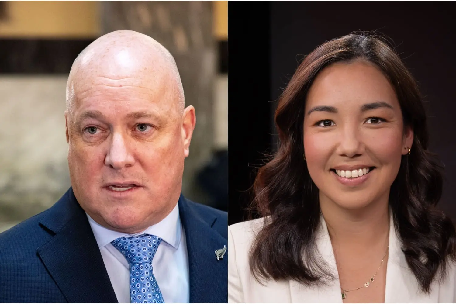 National Party leader Christopher Luxon and Opportunity leader Qiulae Wong. Photos: RNZ