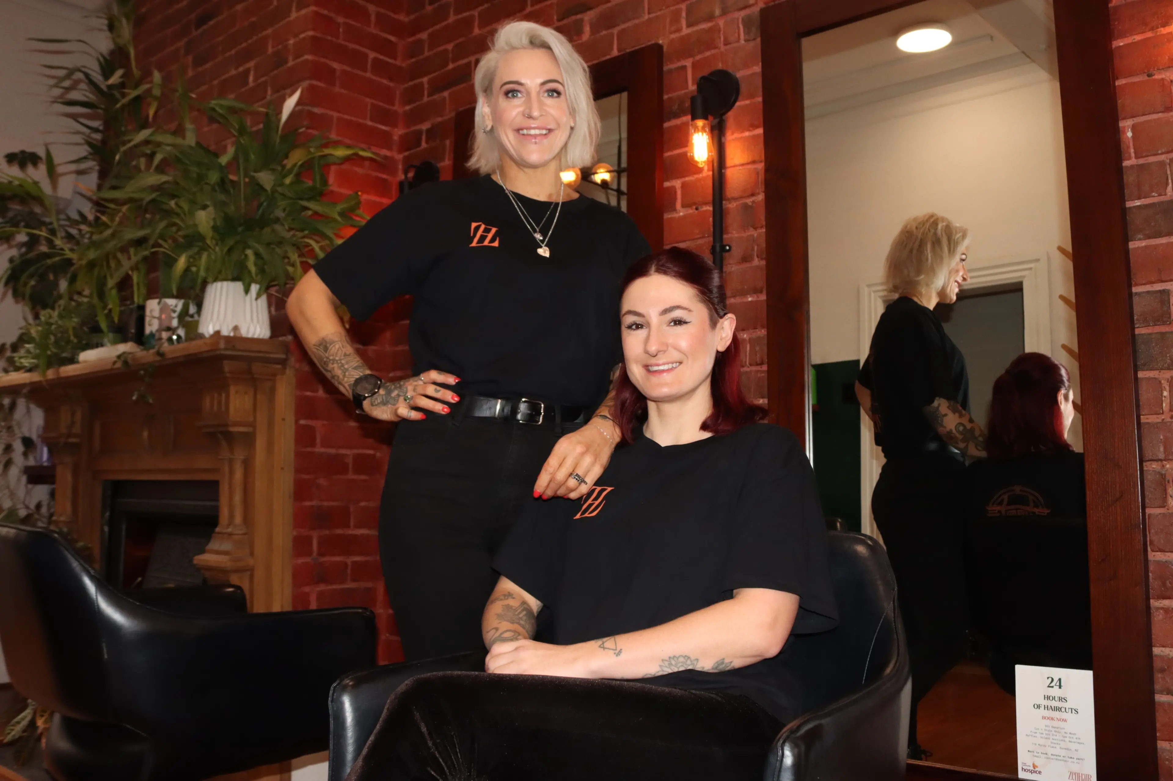Ready to snip for charity are Zen Hair co-owners Hayley Cron (left) and Liana King-Biddulph. Photo: Sam Henderson