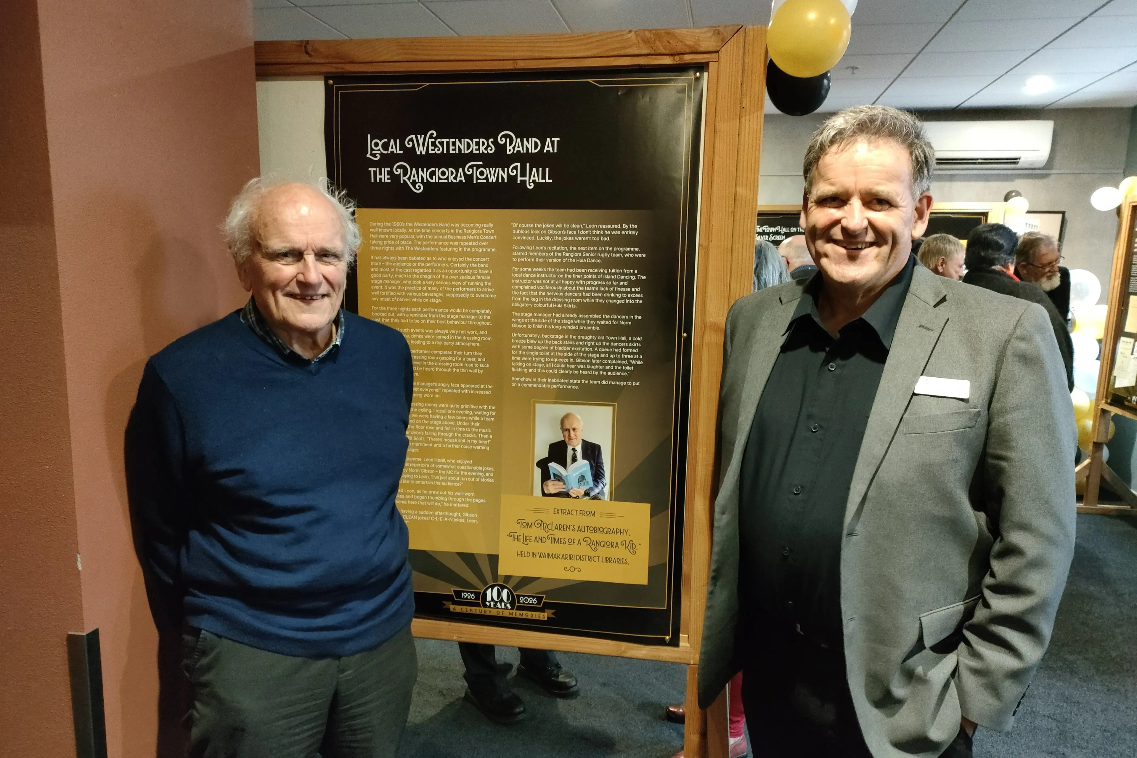 A Rangiora kid . . . Tom McLaren (left) reminisces on the annual business men\\u2019s concerts in the Rangiora Town Hall in the 1960s with his son Waimakariri district councillor Bruce McLaren.