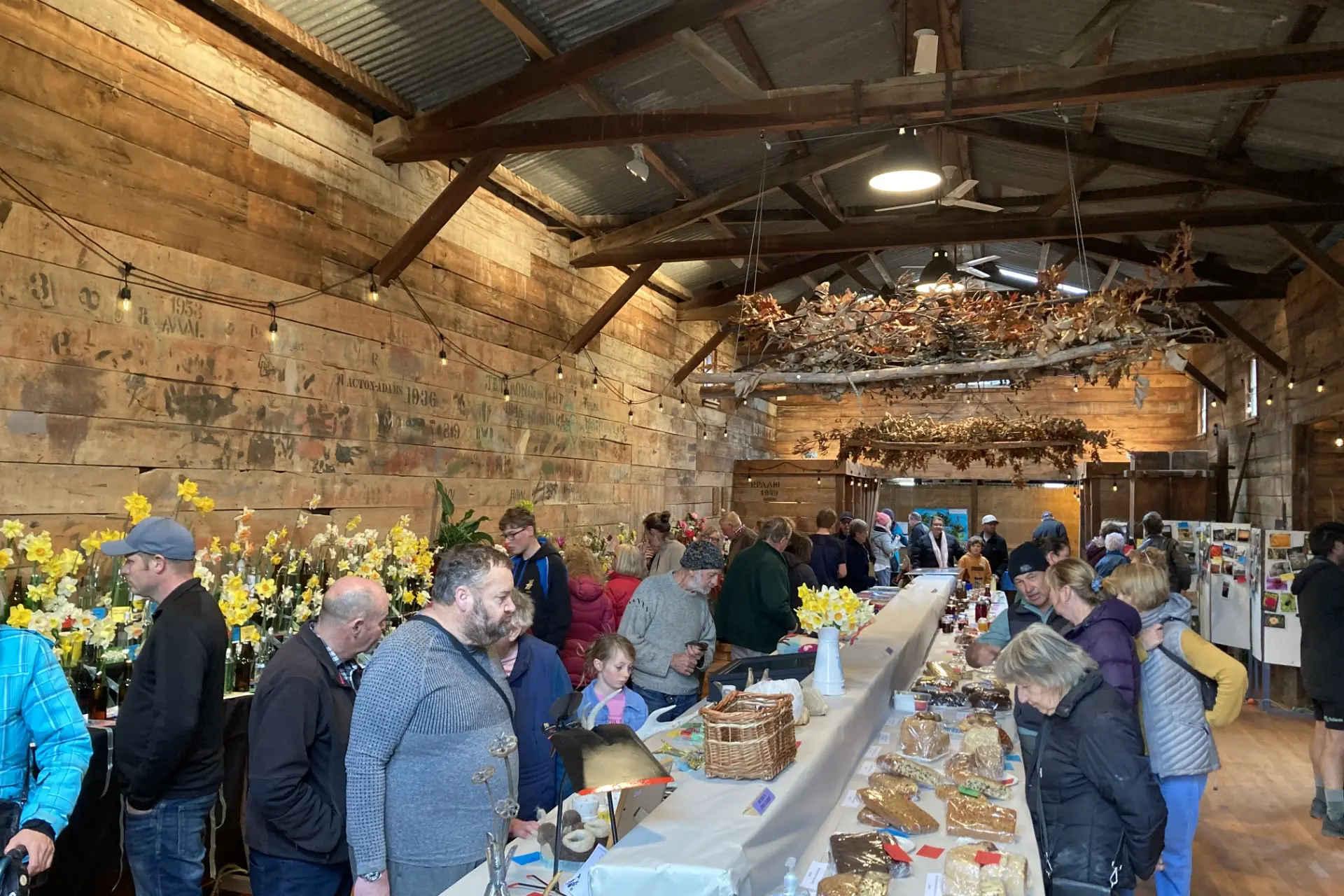 Woolshed delights . . . Flowers, fresh baking and crafts adorn the Te Papa Woolshed at Scargill during the annual Scargill Spring Show hosted by the Scargill Horticultural & Home Indistries Soceity. Phto; Supplied