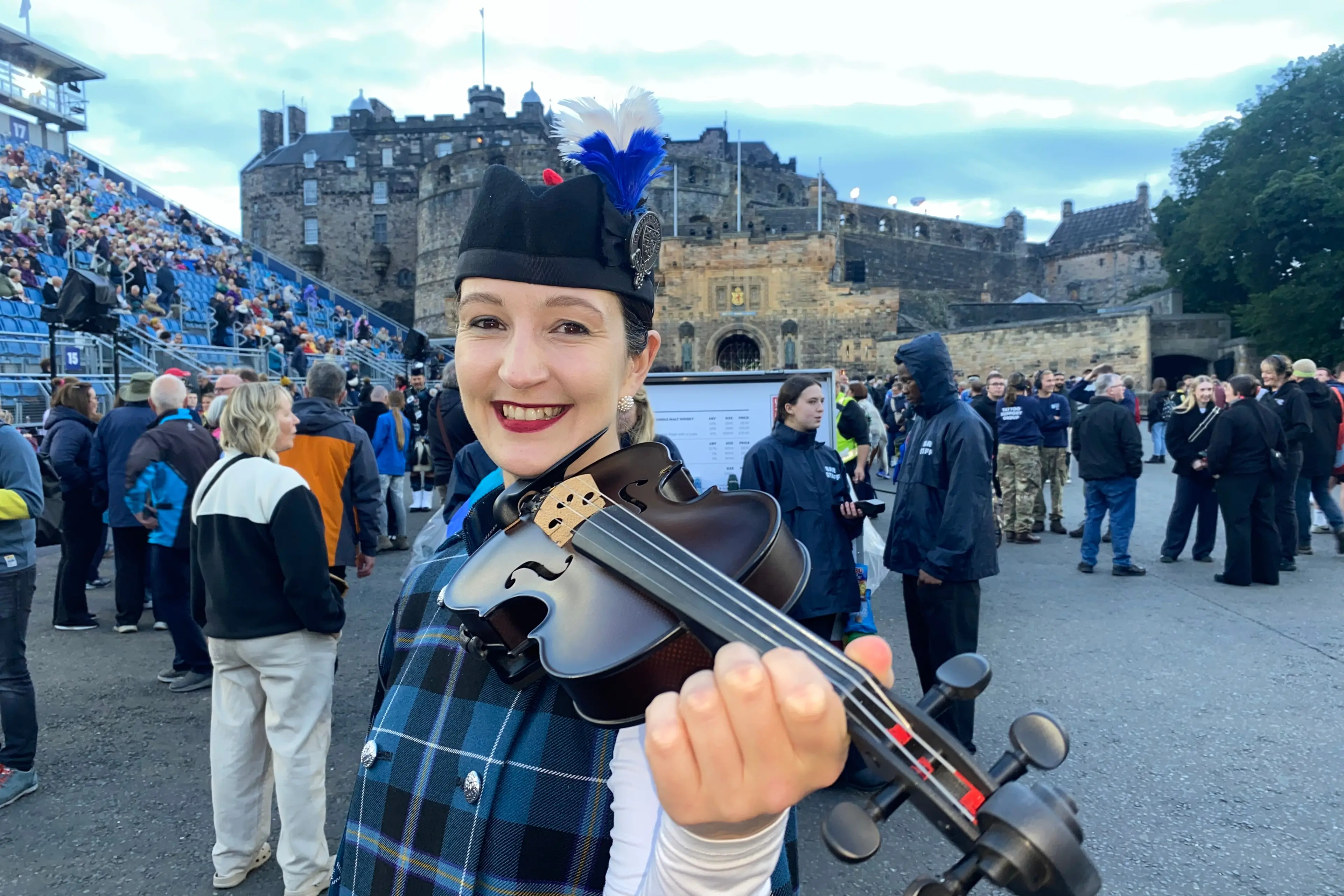 \\u2018Such an electric crowd\\u2019: Erica Hastie in front of Edinburgh Castle before performing in The Royal Edinburgh Military Tattoo on August 18. Photo: Philip Chandler