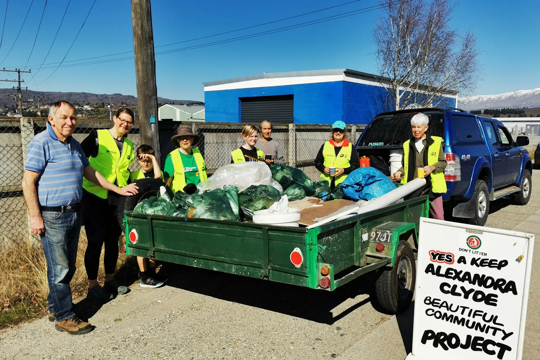 Members of Keep Alexandra and Clyde Beautiful with the rubbish they collected on an earlier Clean Up New Zealand day.