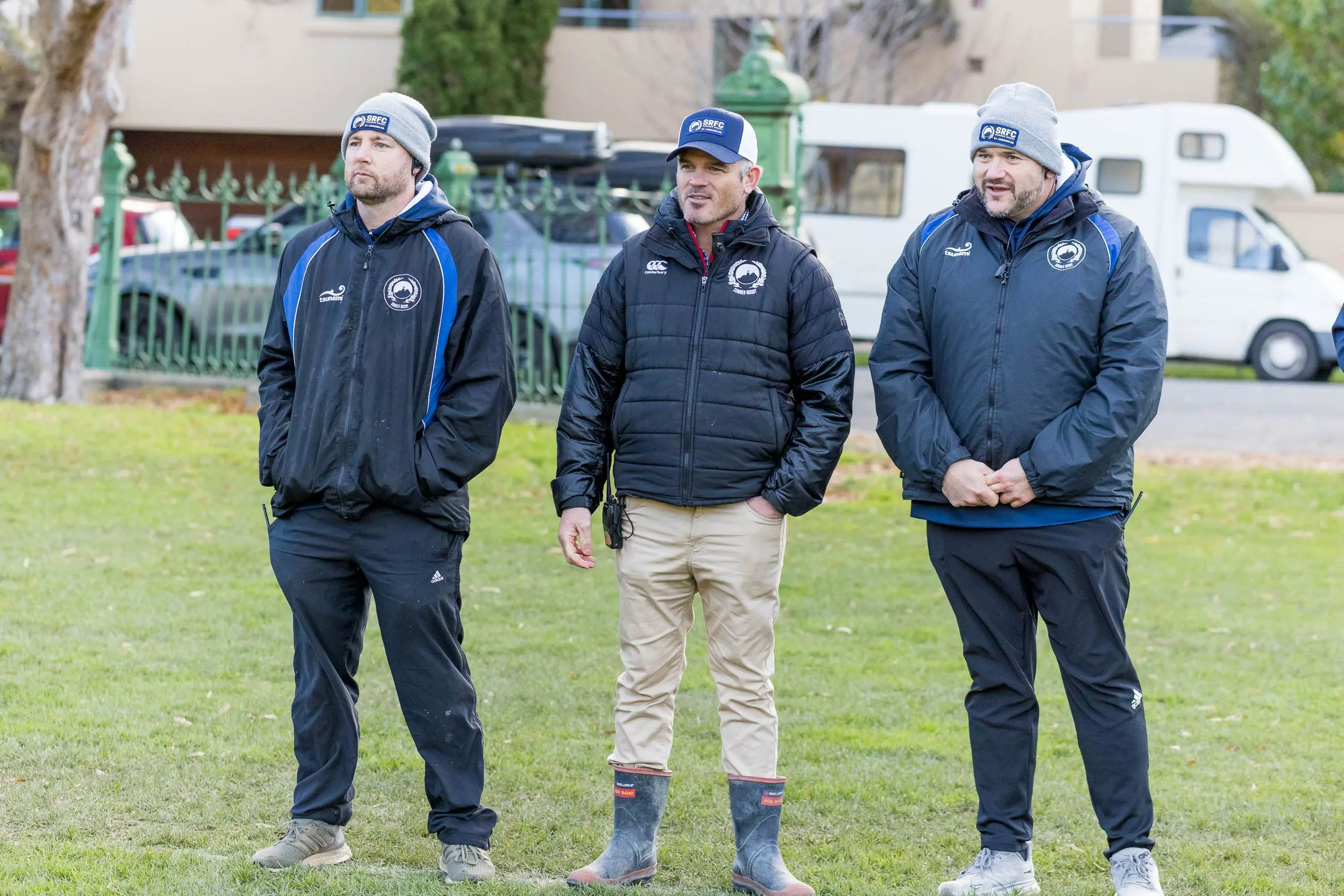 Former Sumner premier head coach Gareth D\\u2019Almeida with his assistants Josh Toy (left) and Ben Gorse (right). PHOTO: TONY BRUNT PHOTOGRAPHY