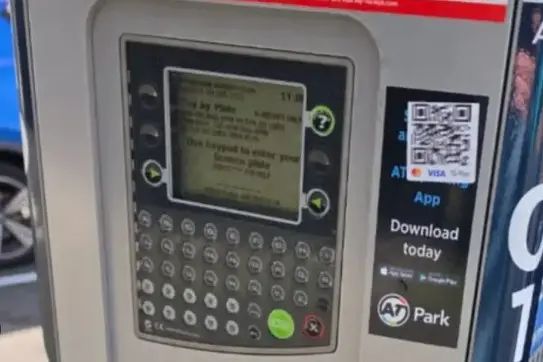 The fake QR codes were placed where the payment methodology should be on the payment machine. Photo: Auckland Transport