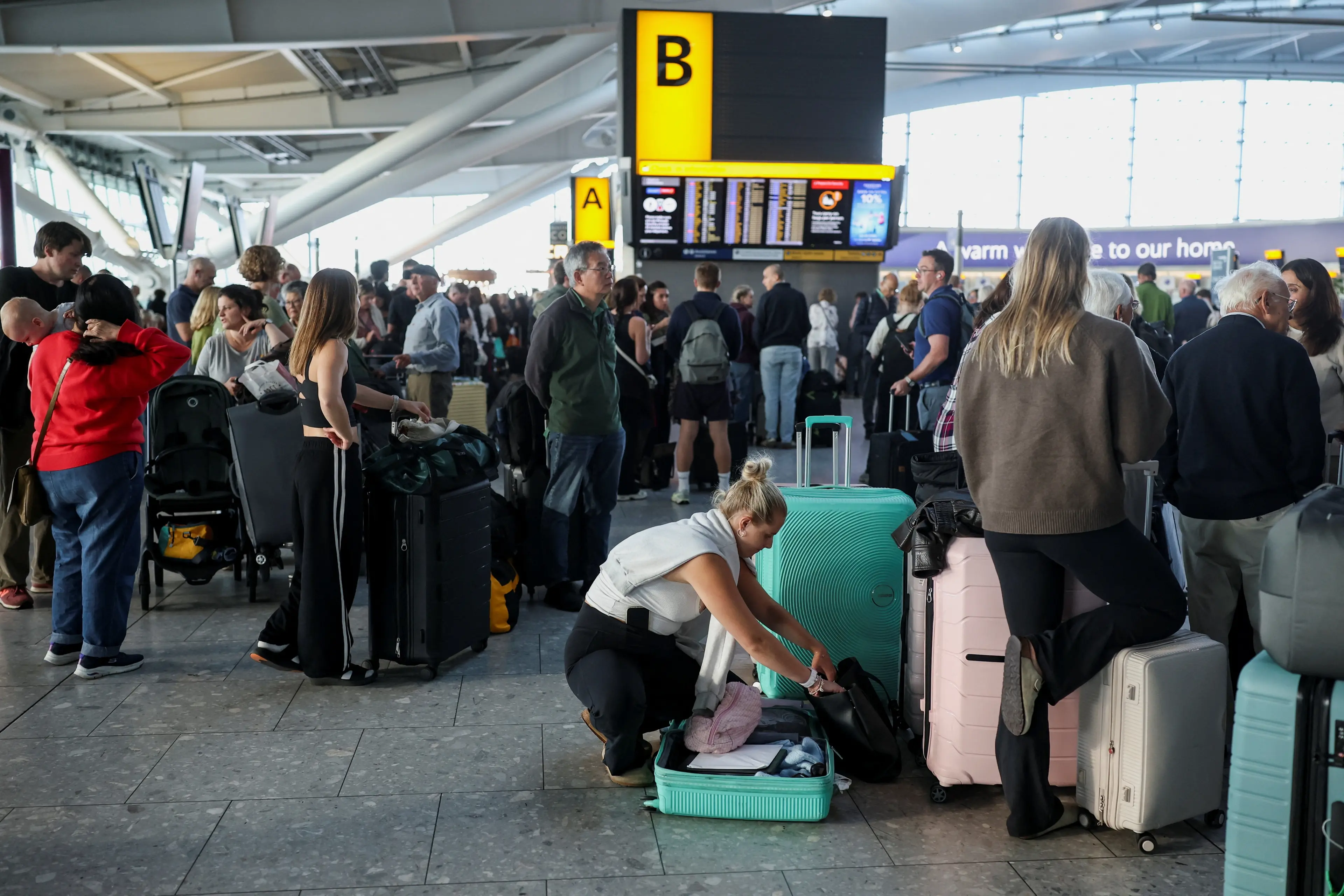 Stranded passengers at Heathrow Airport\\'s Terminal 5 in London on Tuesday. Photo: Reuters