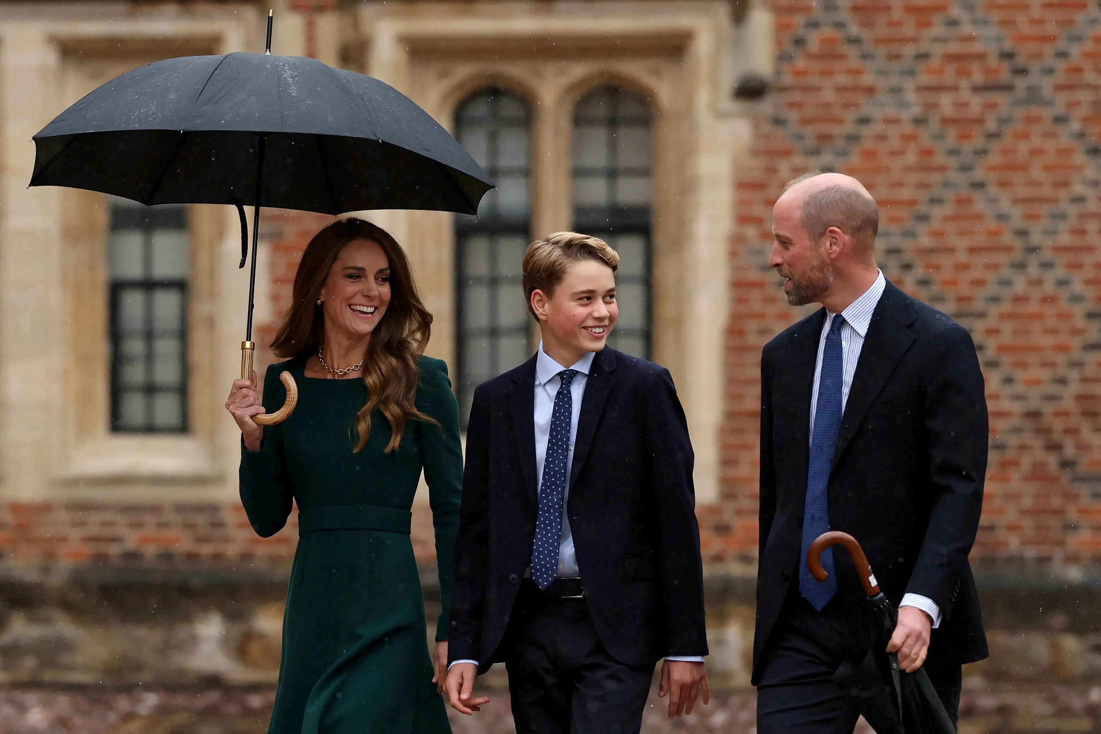 William and Cathering, the Prince and Princess of Wales, with Prince George on his first day at Eton. Photo: Reuters/pool