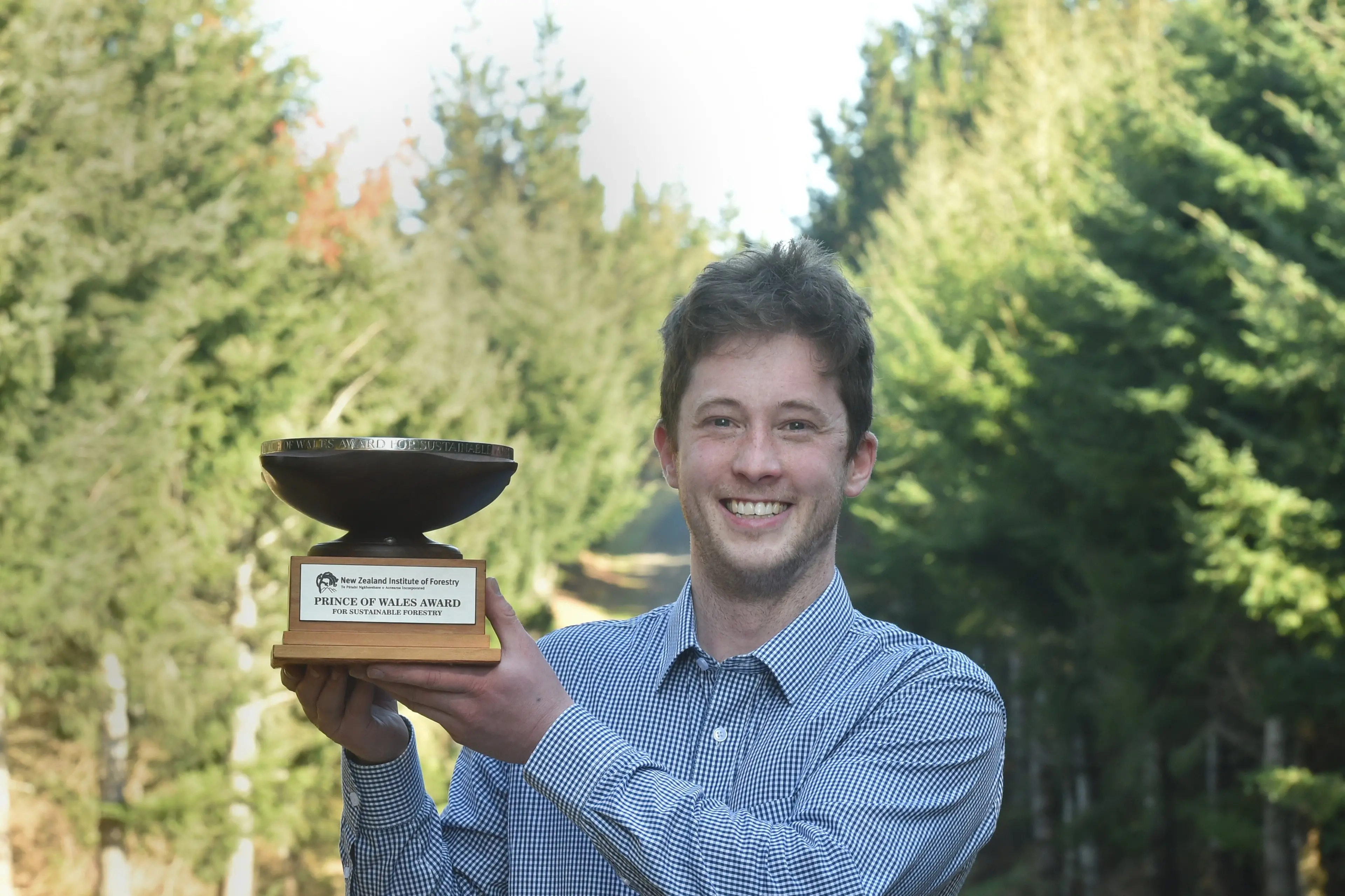 Aidan Braid was awarded the Prince of Wales Cup at the New Zealand Forestry Institute\\'s recent awards evening in Dunedin. Photo: Gregor Richardson