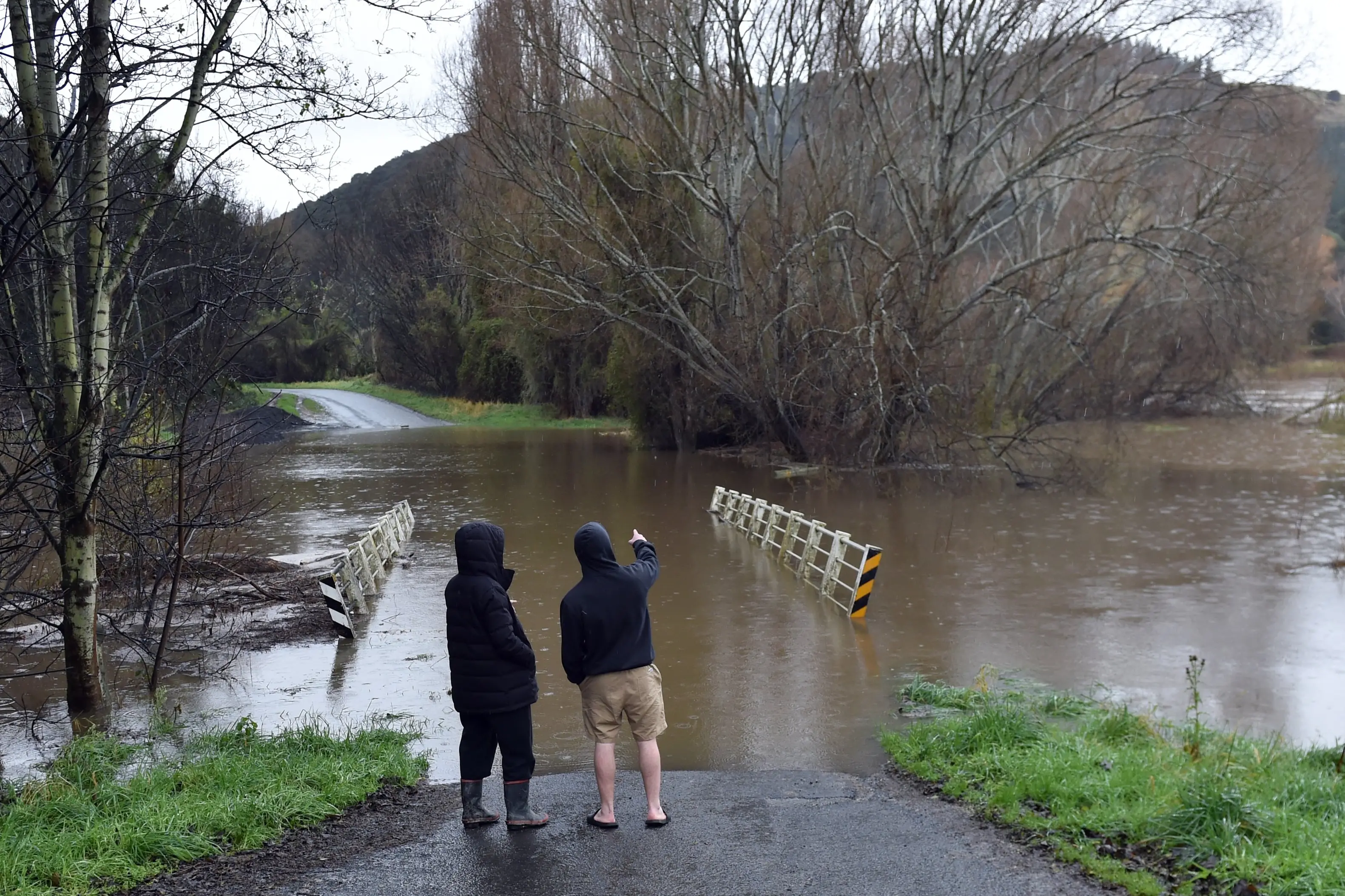 The Taieri River at Outram during the heavy rain affecting Dunedin, Mosgiel and Outram in June this year. Photo: Peter McIntosh.