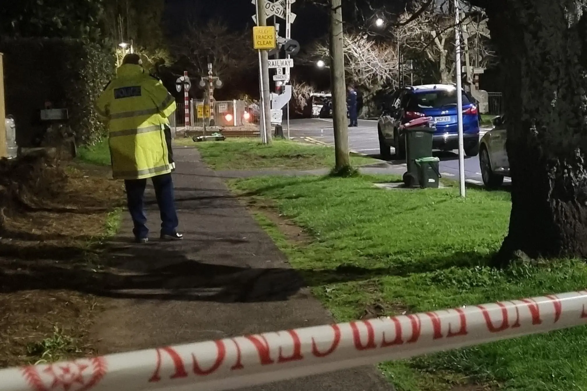 A police cordon around Baldwin Avenue Station, the scene  of the incident. Photo: RNZ