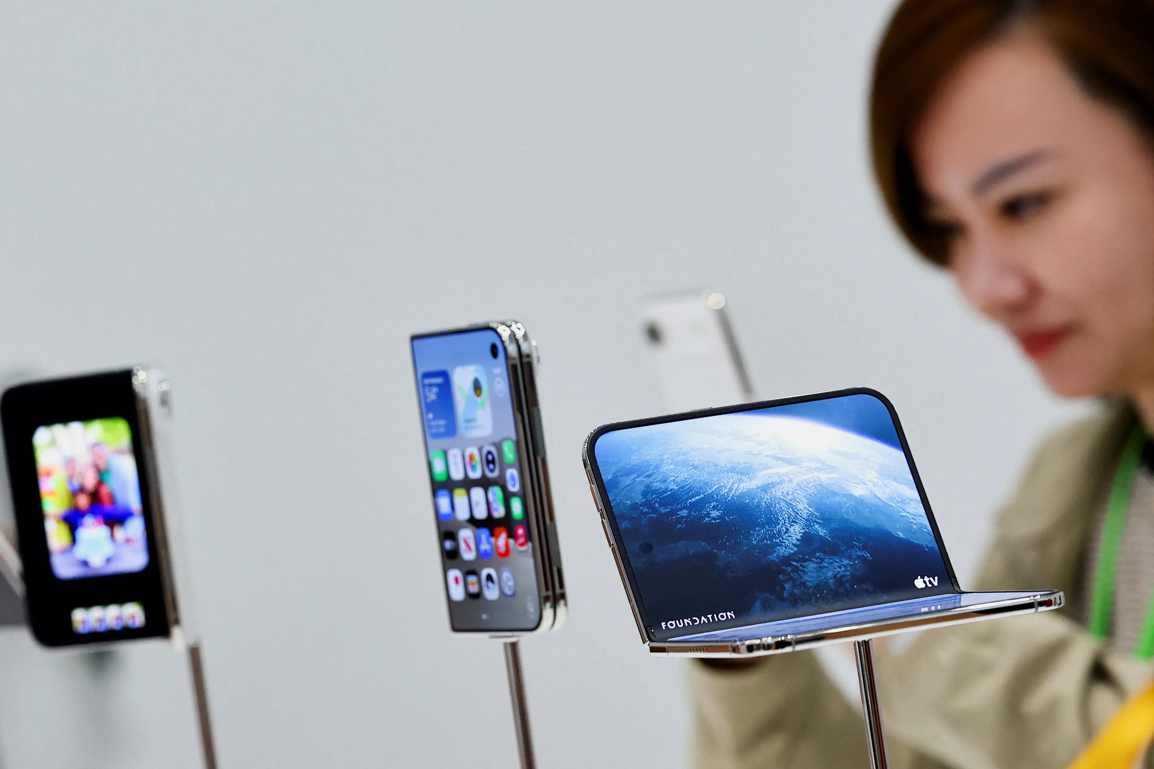 The new foldable iPhone Duo has a 19cm screen when opened. Photo: Reuters