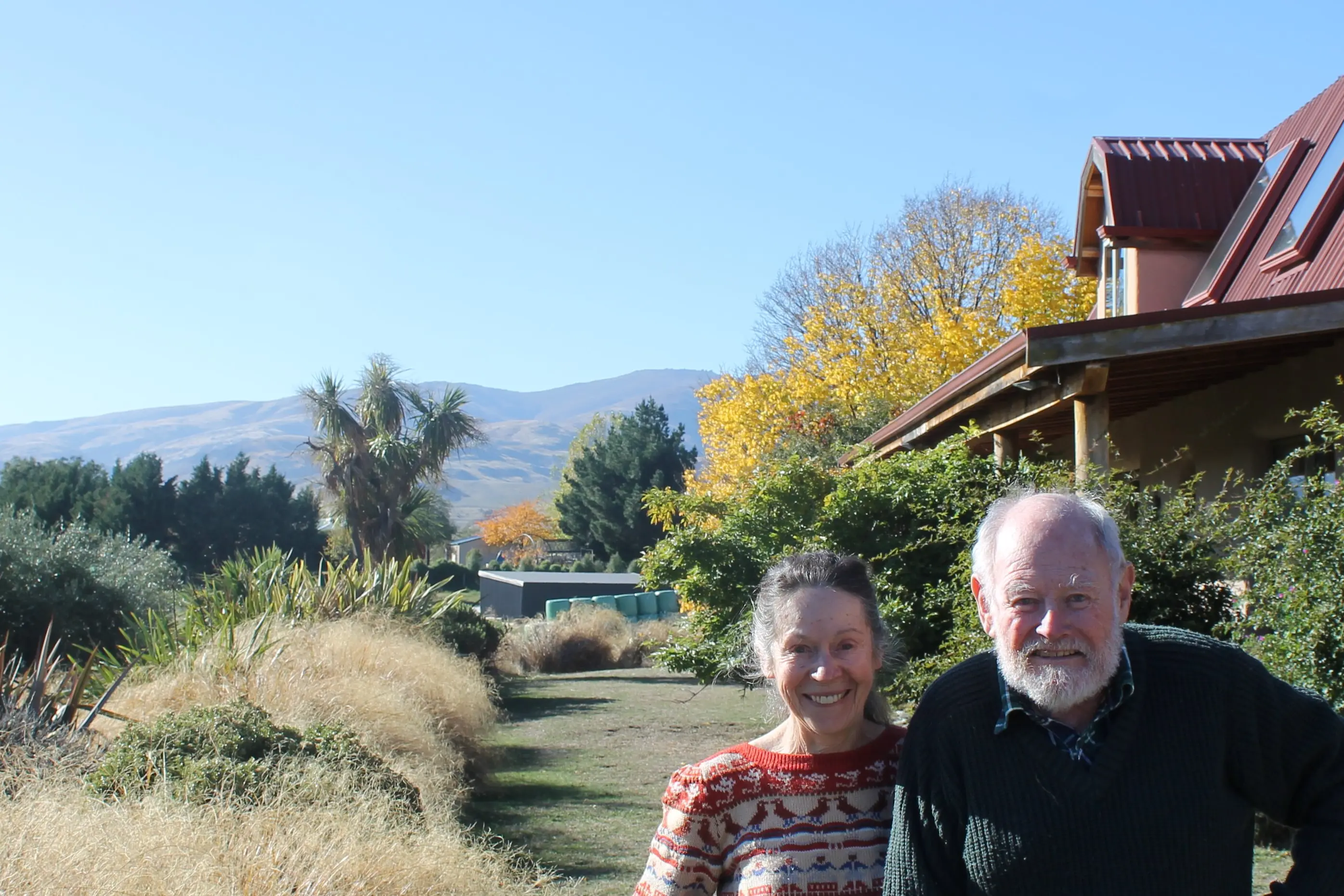 Prof Geoff Kearsley and Dr Claire Fletcher-Flinn at their Tarras home against the backdrop of the Dunstan Mountains. PHOTO: RUAIRI O\\u2019SHEA