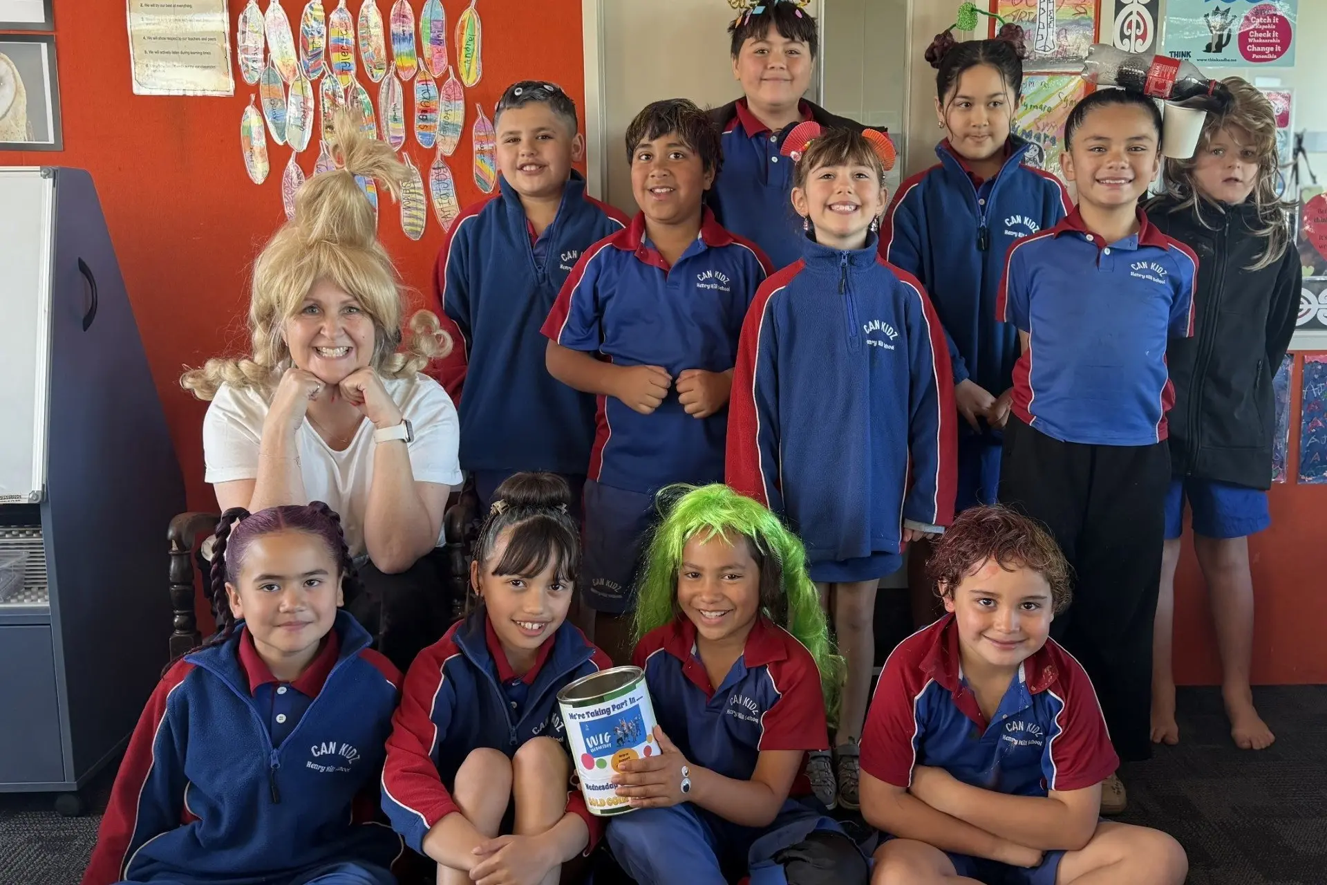 Pupils don wacky hairstyles in support of children at their school who have died from childhood cancer, and those still on their journey. Photo: Supplied