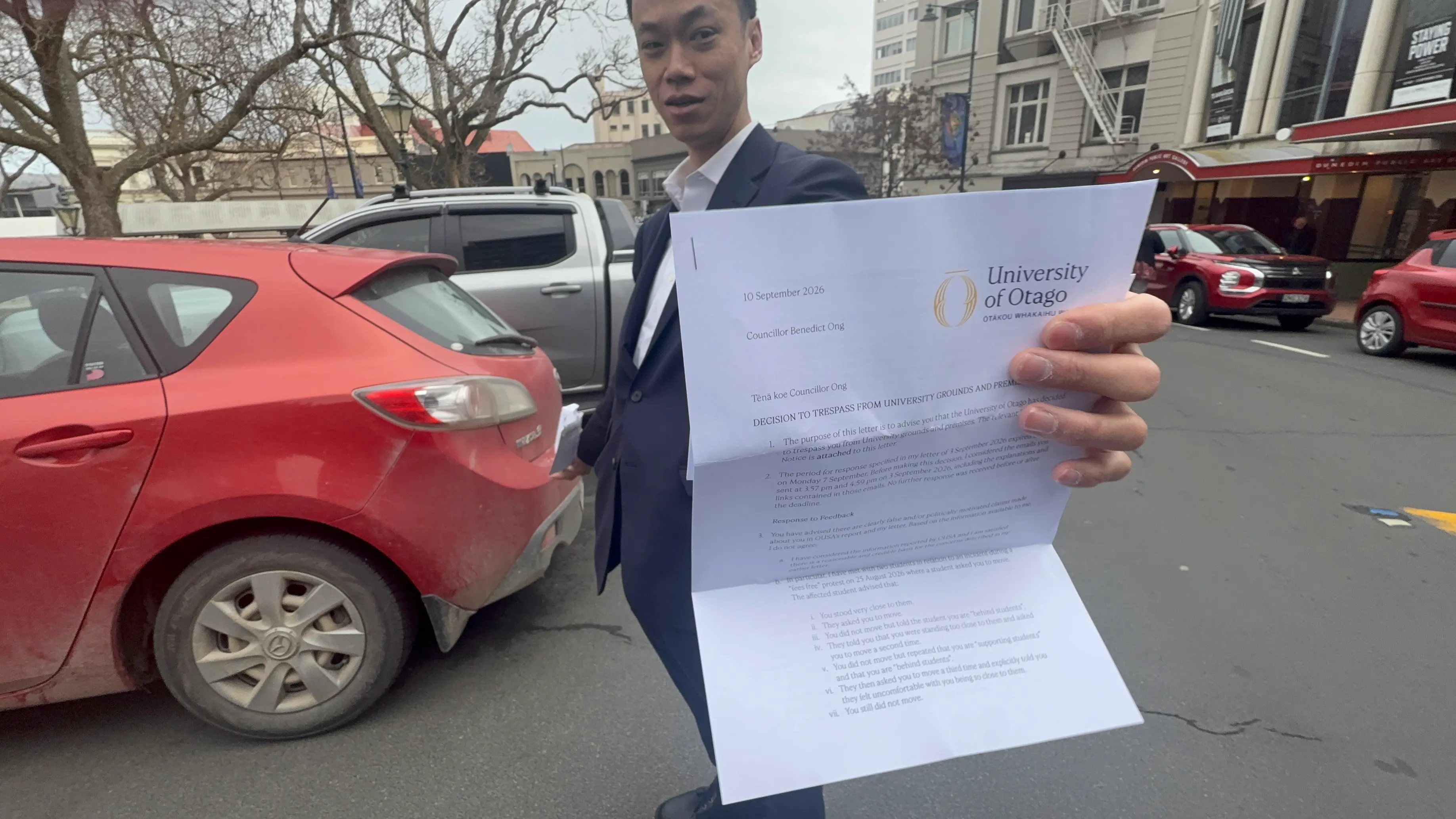 Benedict Ong formally trespassed from university