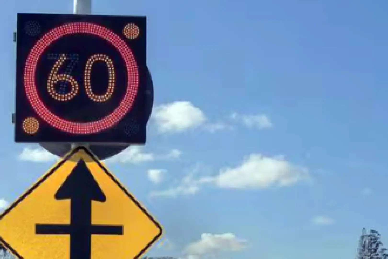 A variable speed limit sign. Photo: NZTA