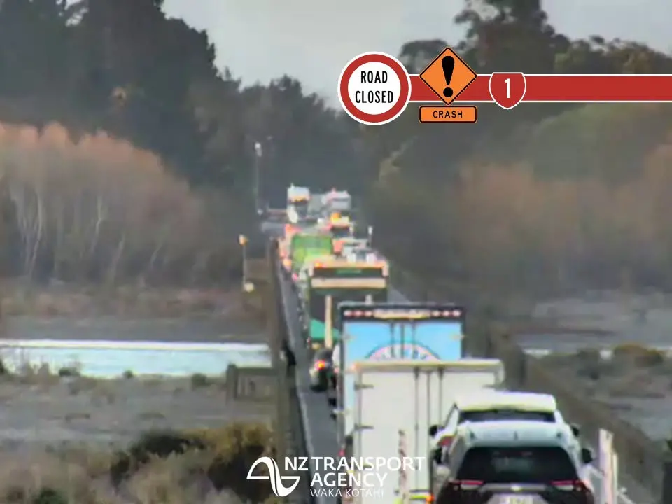 Three-vehicle crash on Rakaia River bridge