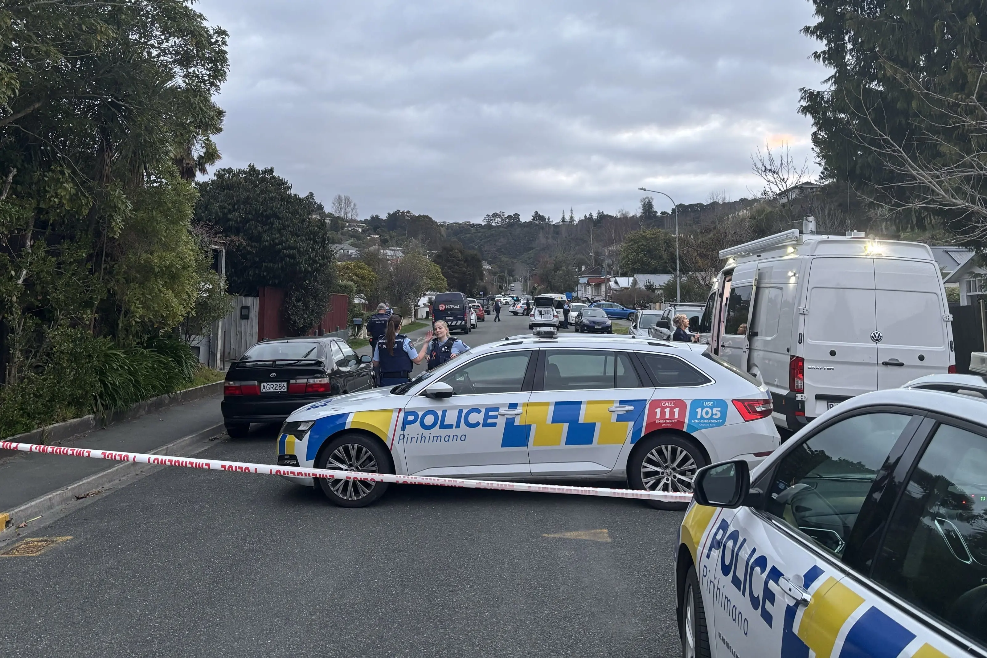 Police at the scene of the incident in Nelson. Photo: RNZ