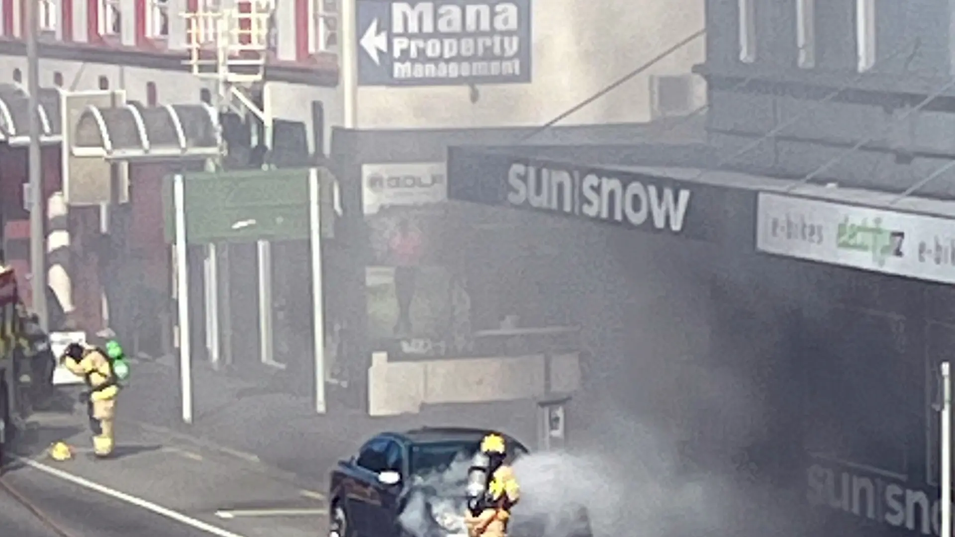 ‘Big bang’ as BMW catches fire outside ski shop