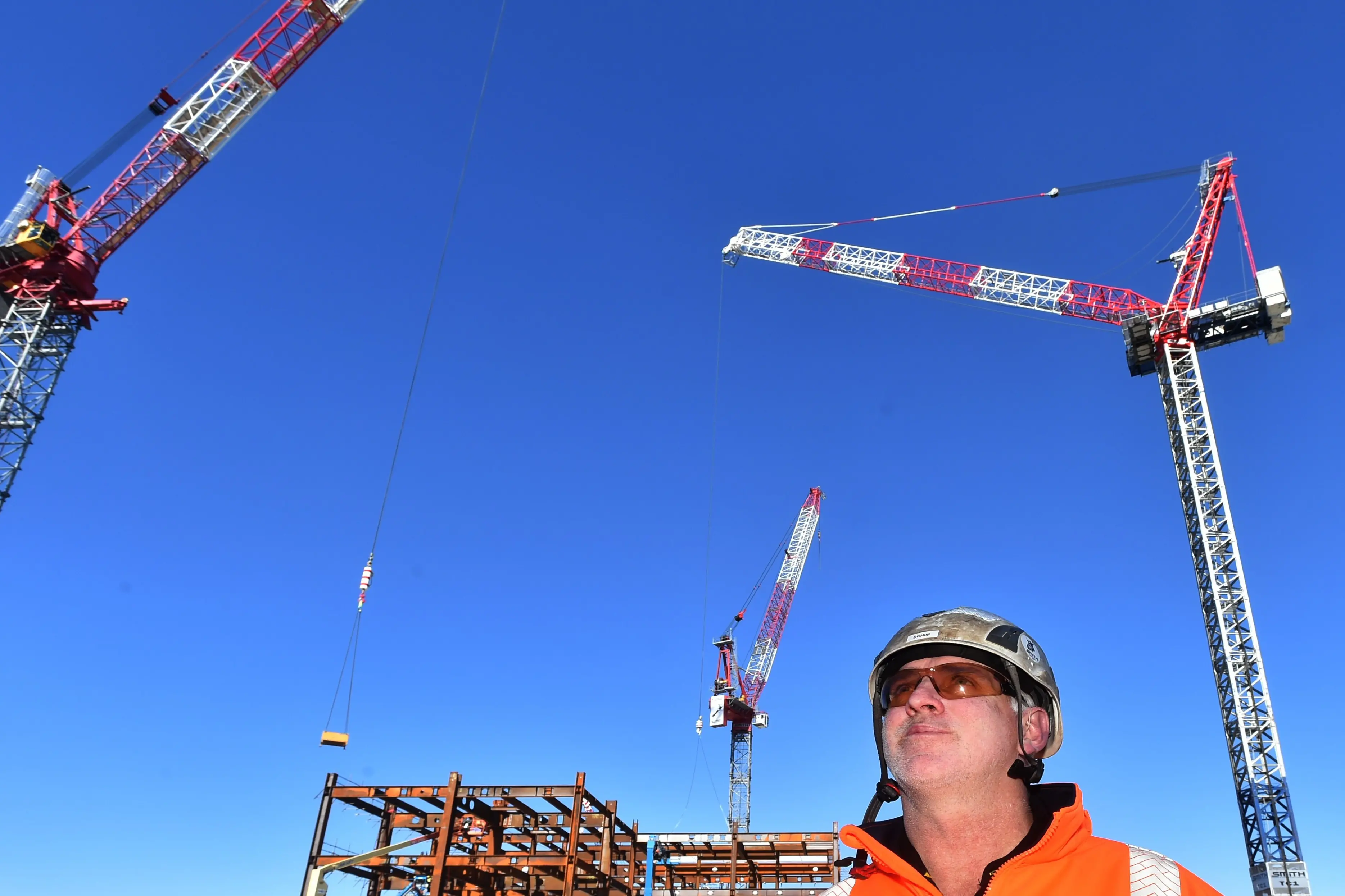 Michael Schimanski, of Smith Cranes and Construction, is one of only five people qualified to operate the tower cranes on the new Dunedin hospital site. Photo: Peter McIntosh