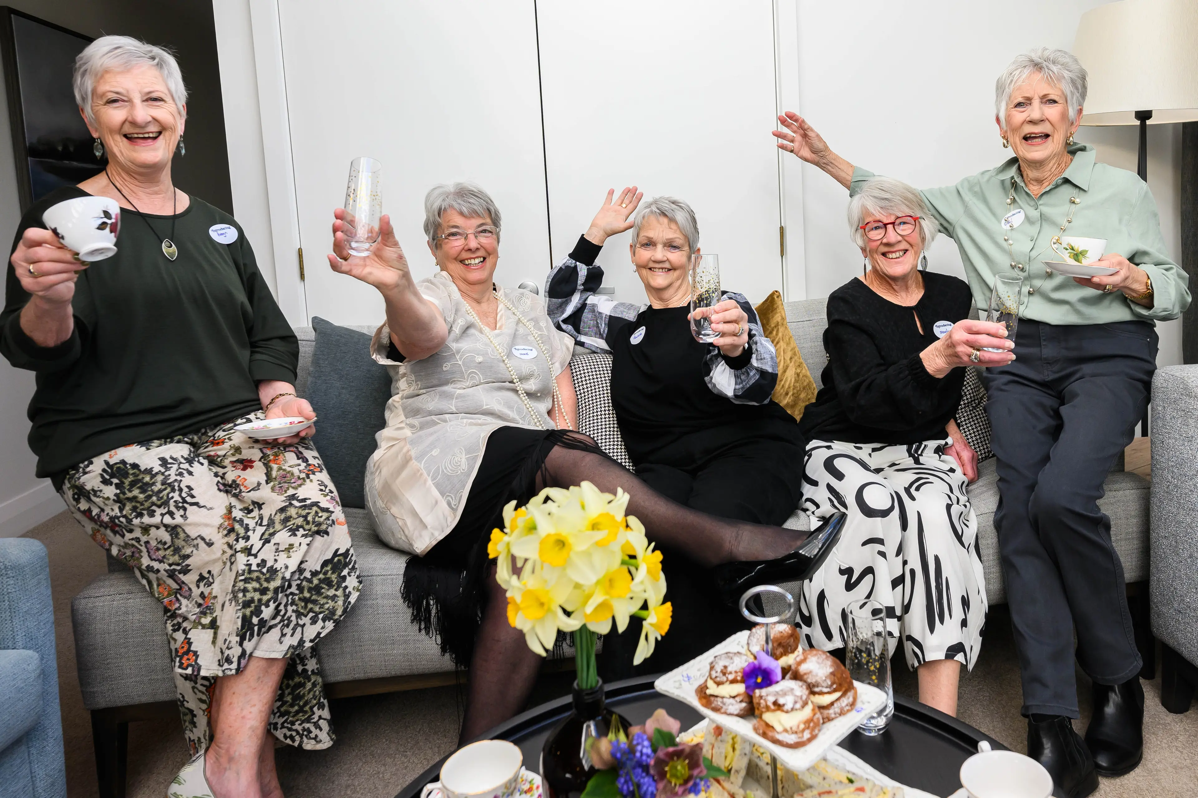 Toasting their success at a morning\\u00A0tea with the 2026 Blossom Festival Senior Queen judges are nominees (from left) Robyn Gray, Mavis Thornton, Paulette Watson, Marilyn Bunce and Gail McNeil .\\u00A0Photo: Shannon Thomson/Alexandra Blossom Festival