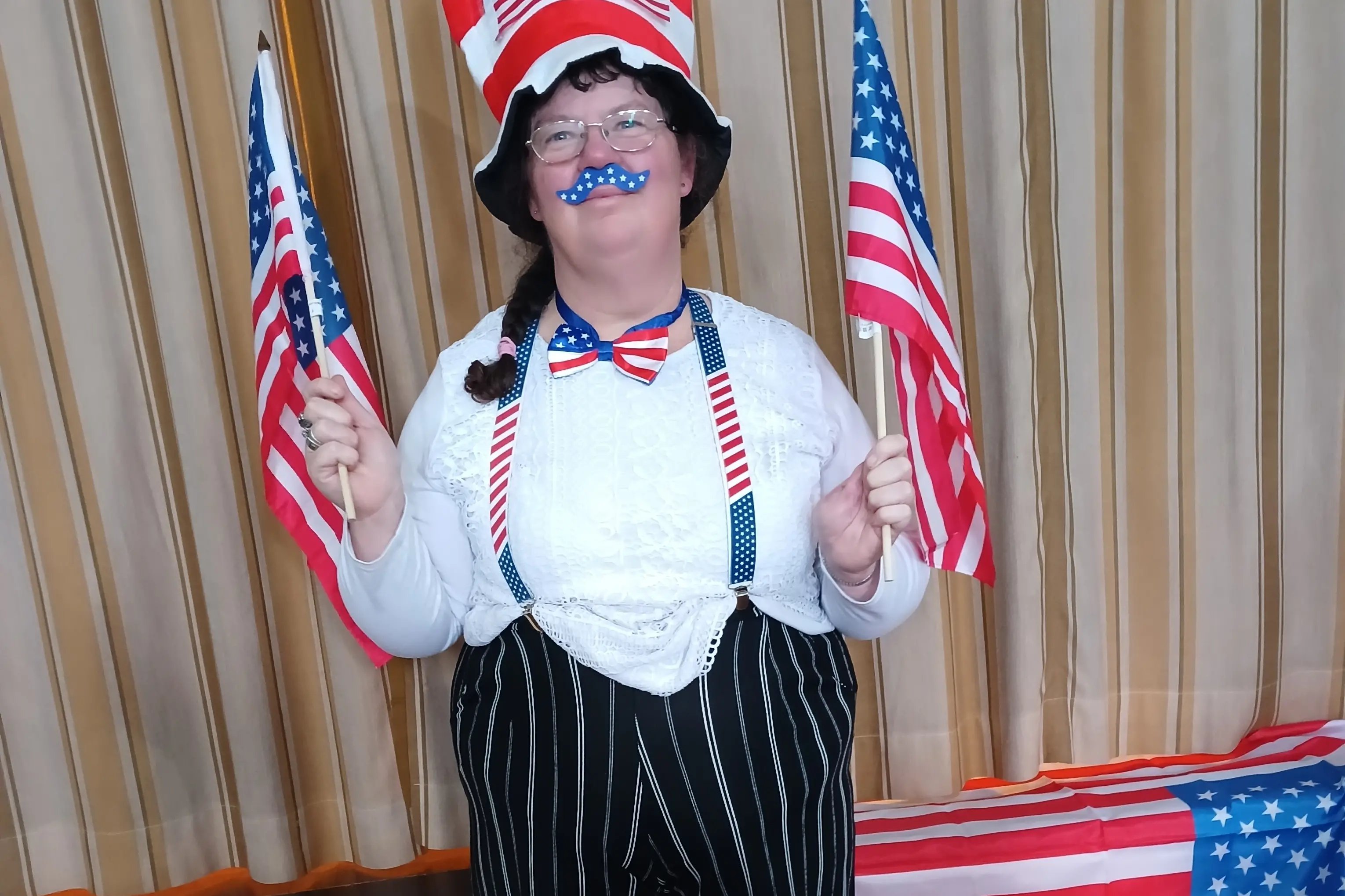 Alison Loye was appropriately dressed for the \"All Americas\" theme. Photo: Supplied
