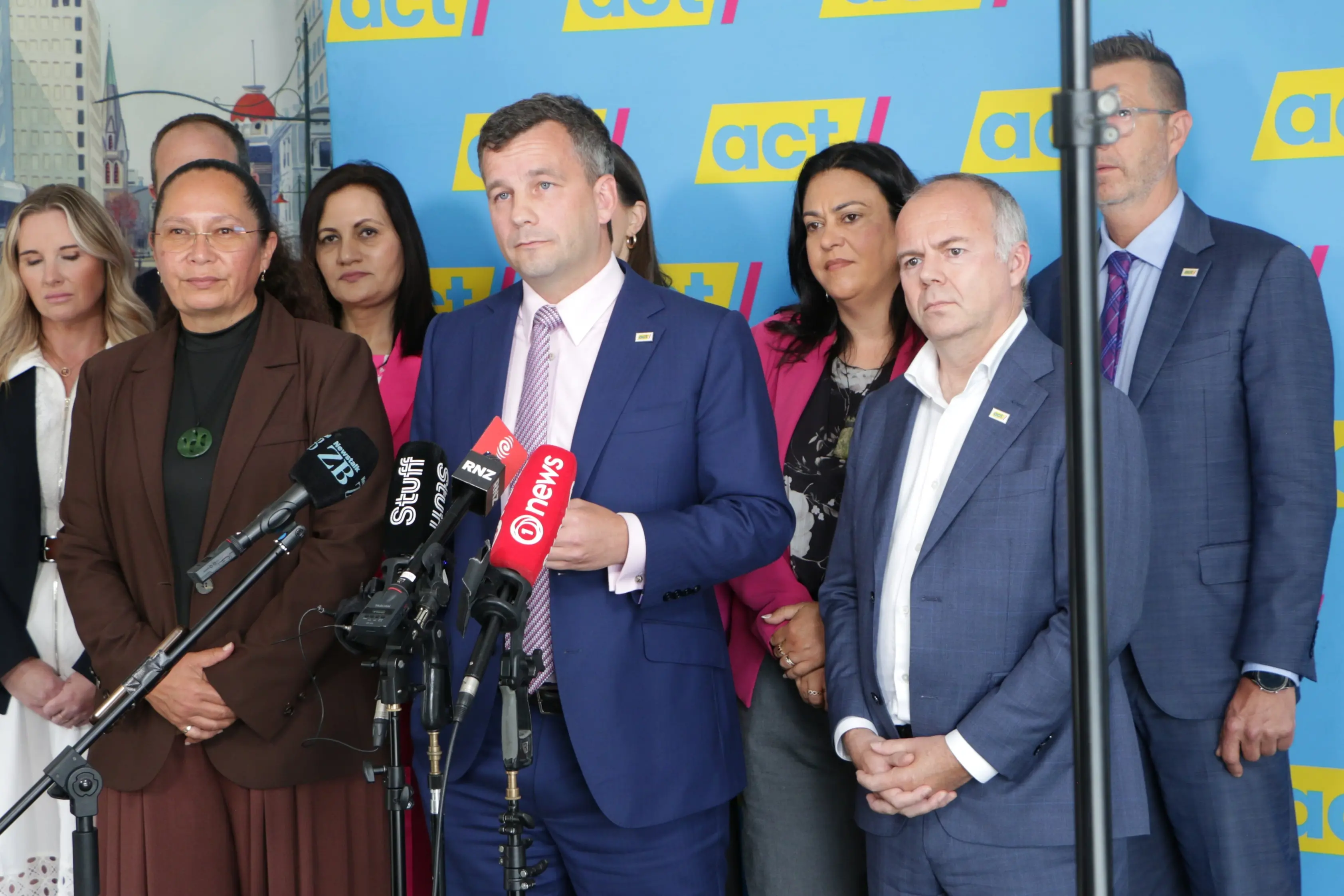 ACT leader David Seymour takes questions from media during his State of the Nation speech in Christchurch.