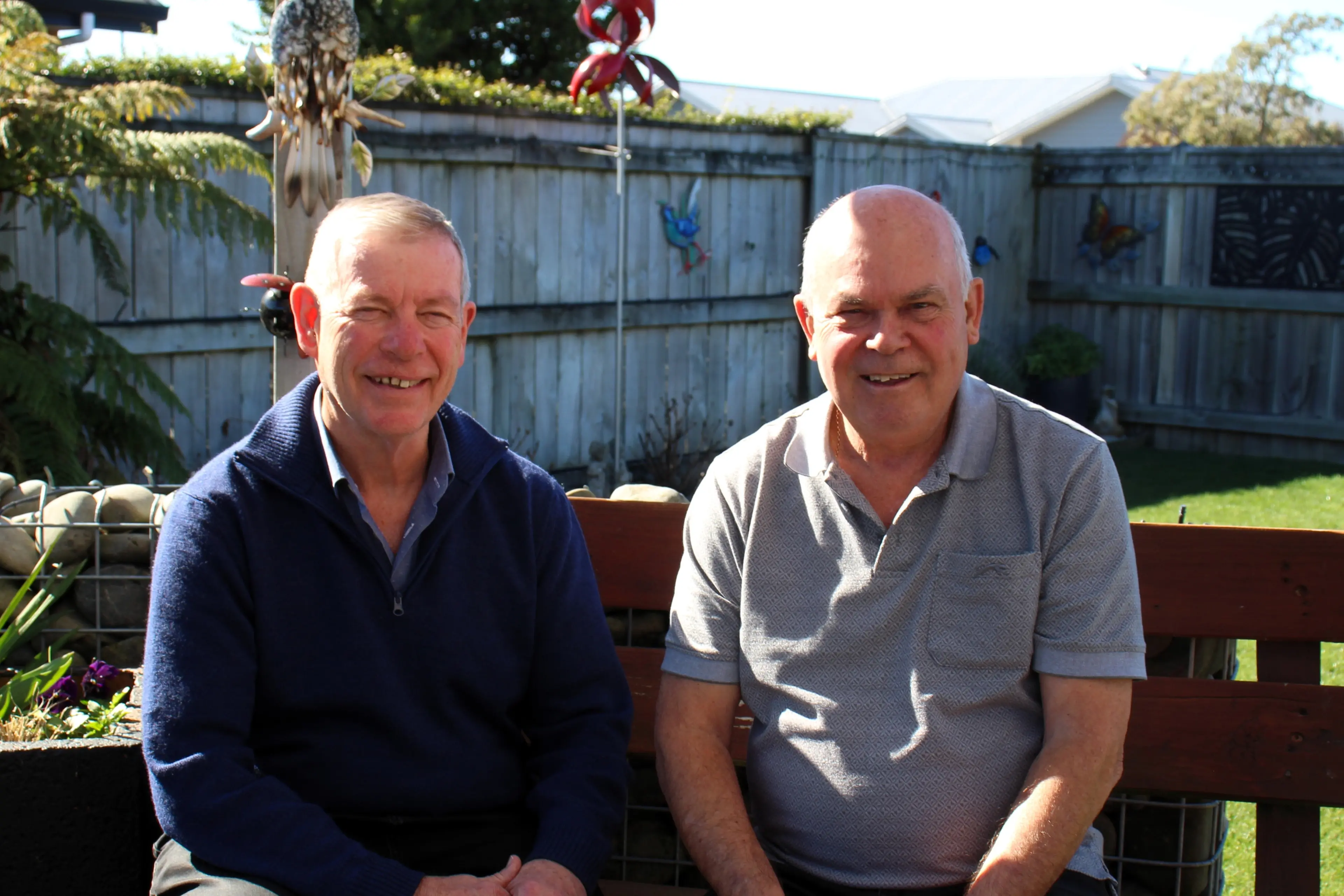 Prostate Cancer Foundation NZ Marlborough support coordinator Murray Eyles, right, has passed the baton to Phil Taylor. Photo: Paula Hulburt.