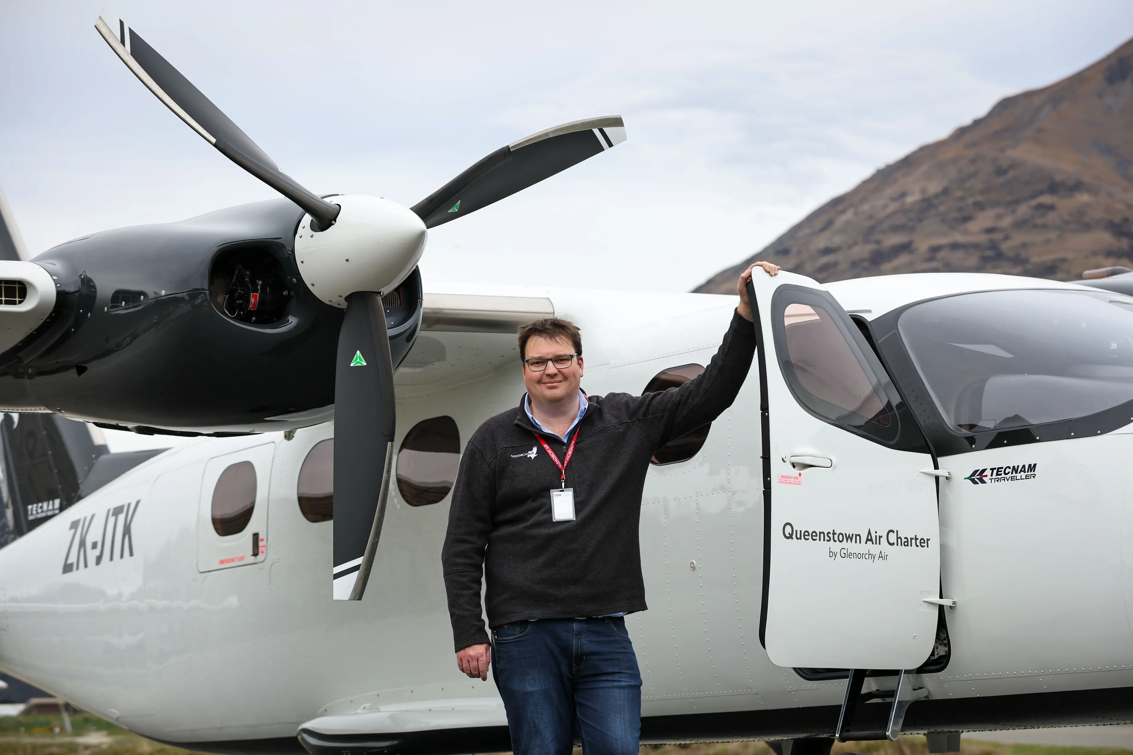Pride and joy: Glenorchy Air CEO James Stokes with his brand-new flightseeing plane. Photo: James Allan Photography