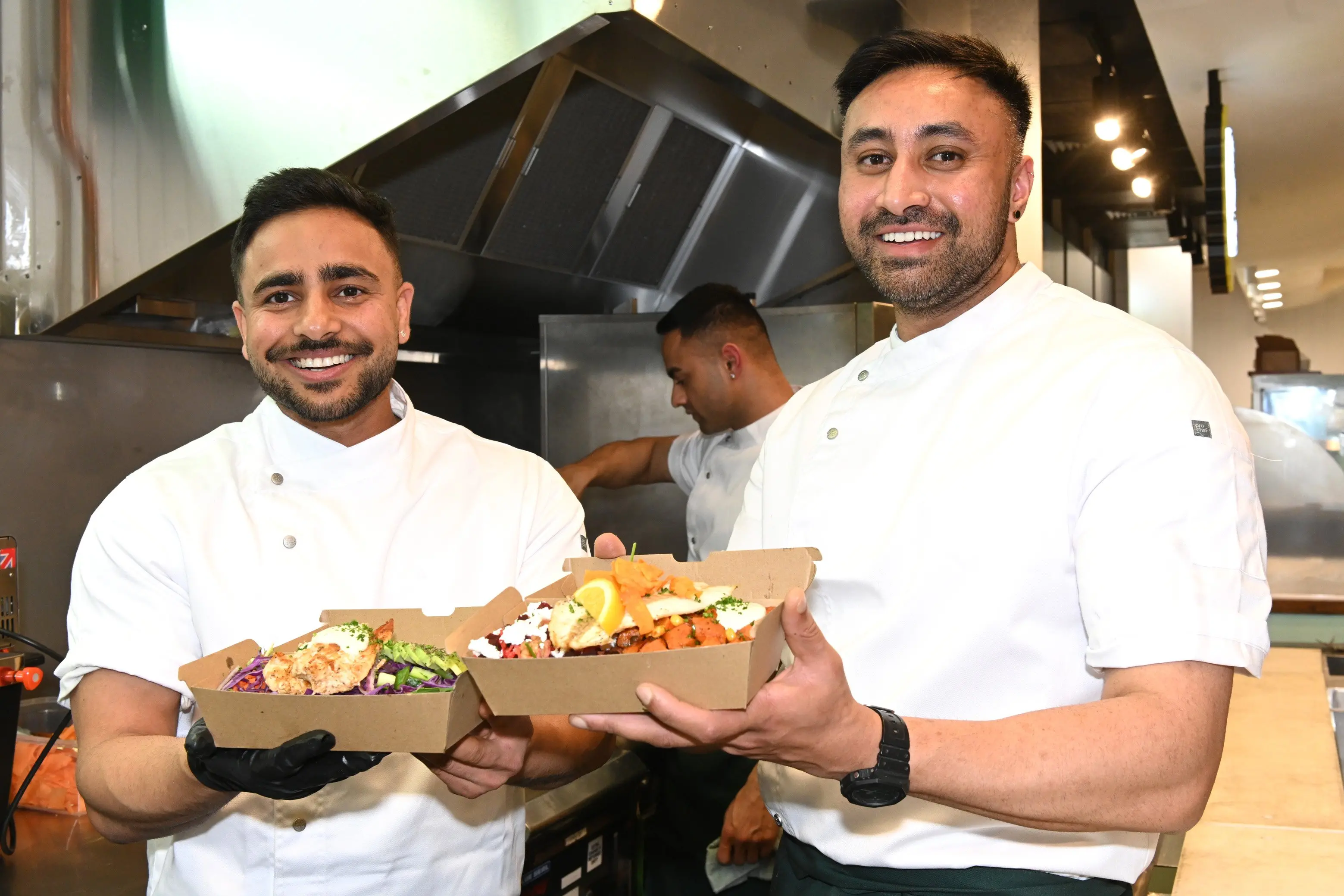 Herba Culture owners (from left) Monty Singh and Jaskaran Singh with chef Bunny Singh in the background. Photo: Linda Robertson
