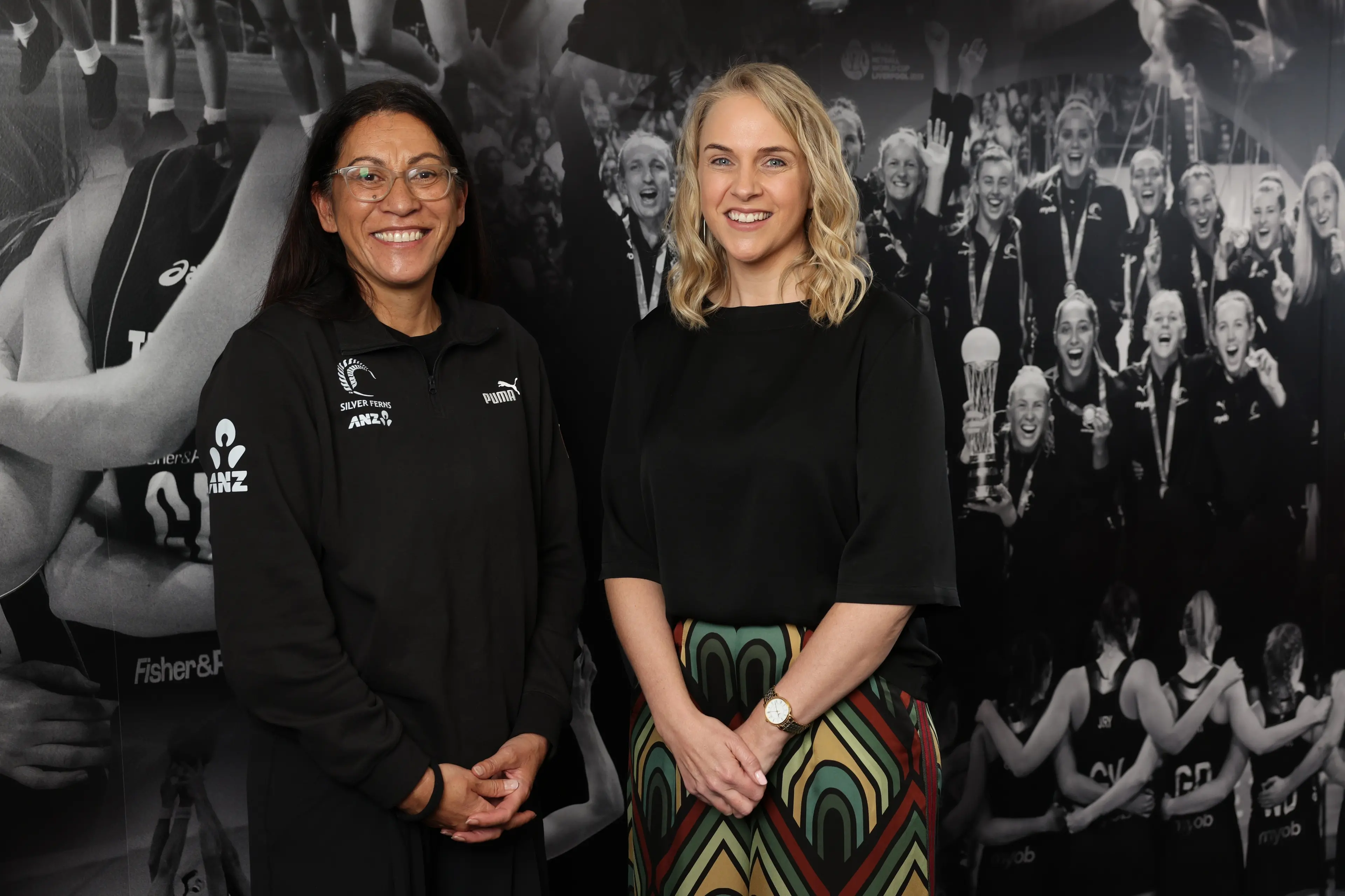 Silver Ferns coach Noeline Taurua, left, and Netball New Zealand chief executive Jennah Wootten know a new approach will be needed with the bulk of players overseas next year. Photo: Michael Bradley Photography