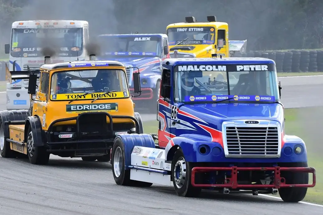 NZ Super Trucks battle it out at Teretonga Park last season. Photo: Dave Loudon
