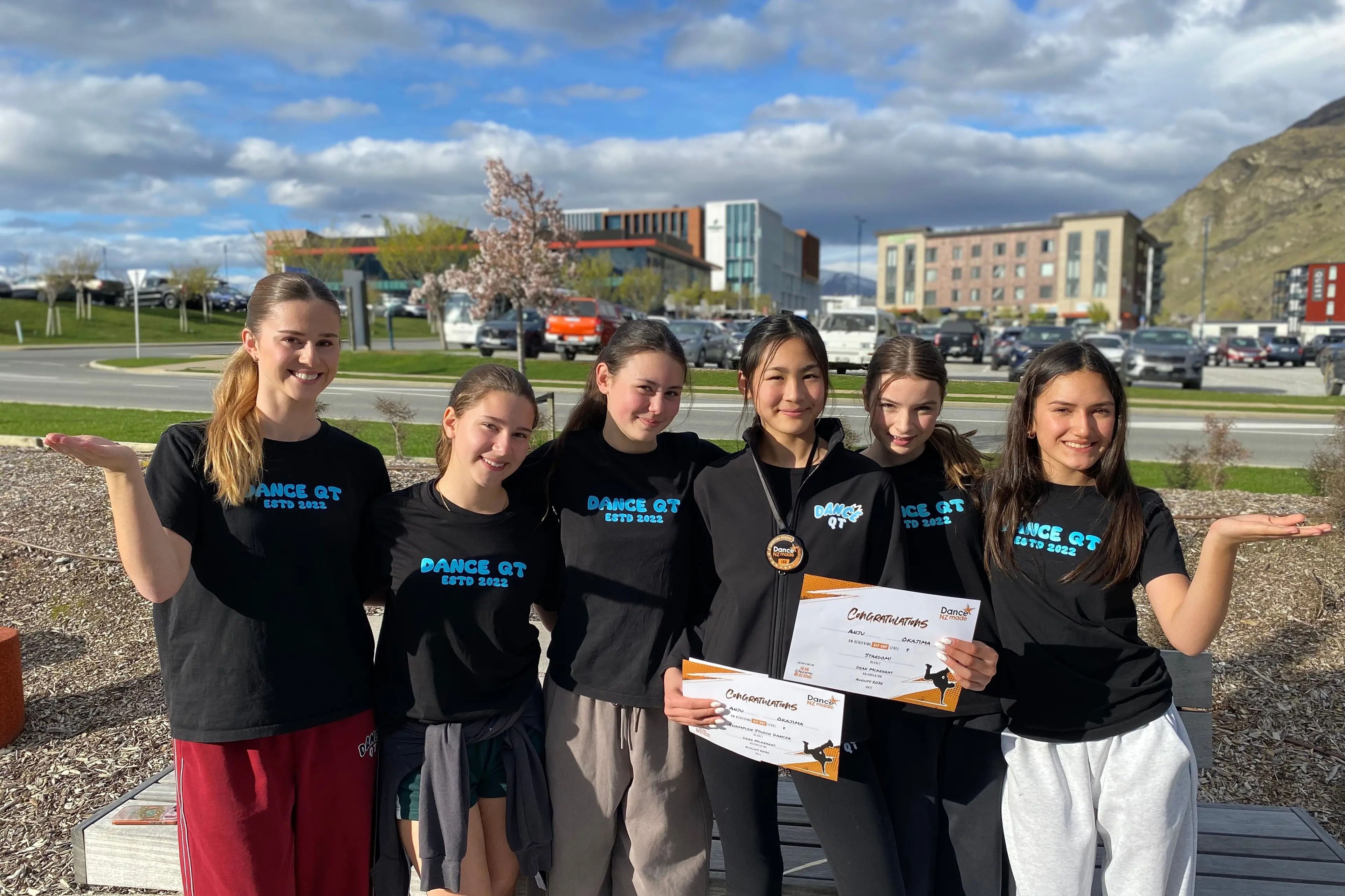 Star performers: Dance QT head teacher Brooklyn McLeod\\u00A0celebrates with some of her outstanding students (from left)\\u00A0Zoe Mitchell, 14, Erika Clay, 13, Anju Okajima, 14, Thea Cosgrove, 14, and Sofia Quintero Hoop, 12. Photo: Supplied