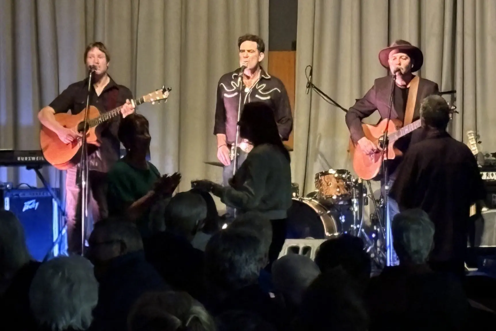 Country music artists (from left) Bevan Gardiner, Craig Adams and James Davy perform on stage together during the \"Get Your Country On\" tour. Photo: supplied