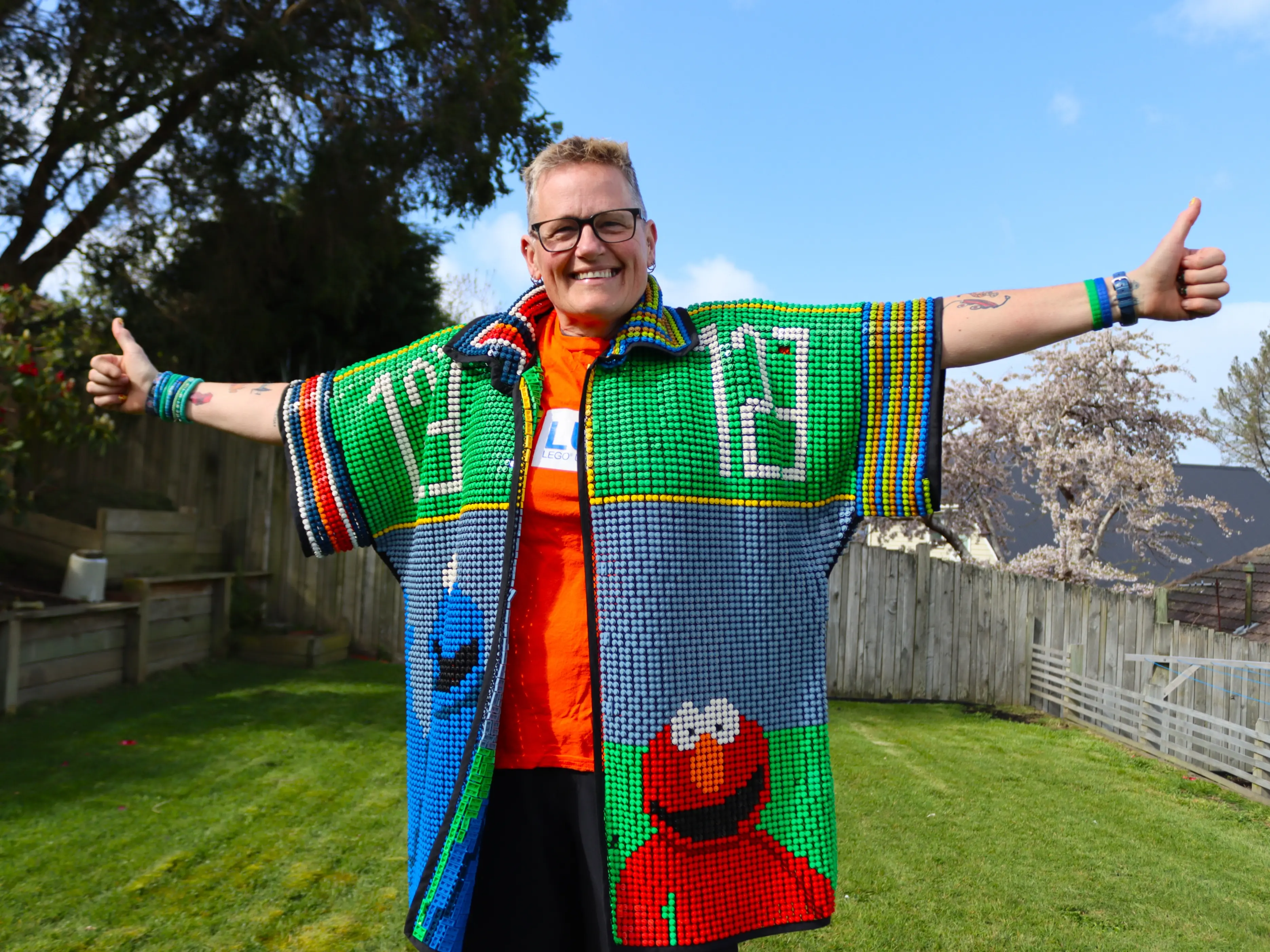 Dunedin woman spent eight months turning 25,000 Lego pieces into a wearable shirt