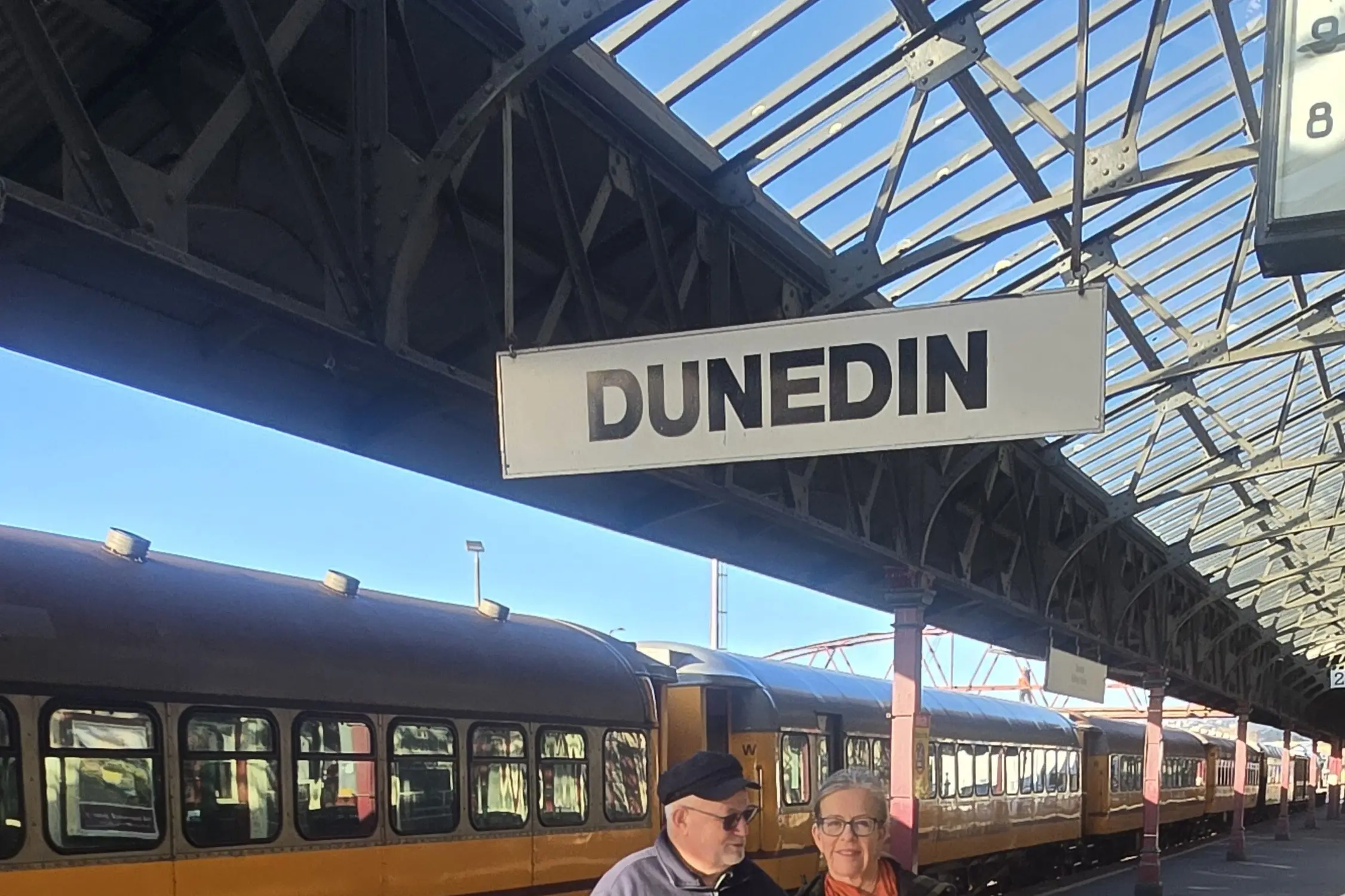 Save Our Trains Southern representative Dave MacPherson and Green list MP Celaia Wade-Brown at the Dunedin Railway Station. Photo: Supplied